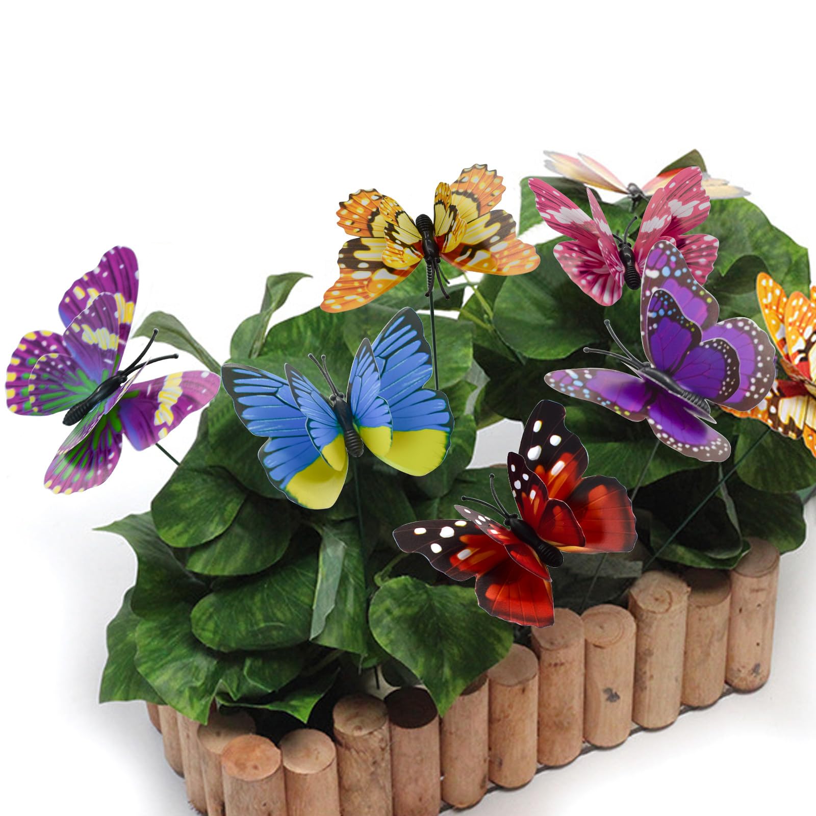 40 Stück 3D-Gartenstecker mit Libellen, bunt, PVC, wasserdicht, Schmetterling mit Doppelflügeln, dekorative Gartenstecker für drinnen und draußen, Hof, Terrasse, Rasen, Blumentopf-Dekoration