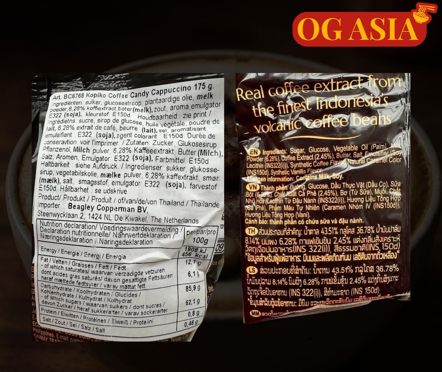 KOPIKO Cukierki do kawy Cappuccino - Autentyczne kawaowe przyjemności - OG ASIA - 175 g woreczek