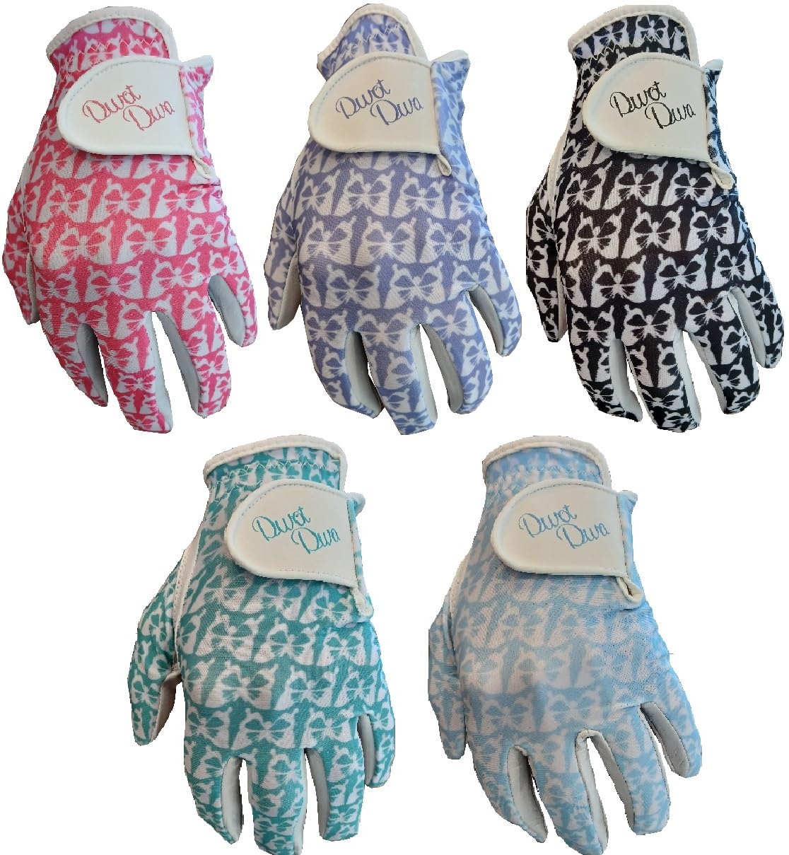 Divot Diva 5 Ladies Cabretta Leather Golf Gloves Butterfly Print 3 Sizes (Medium)