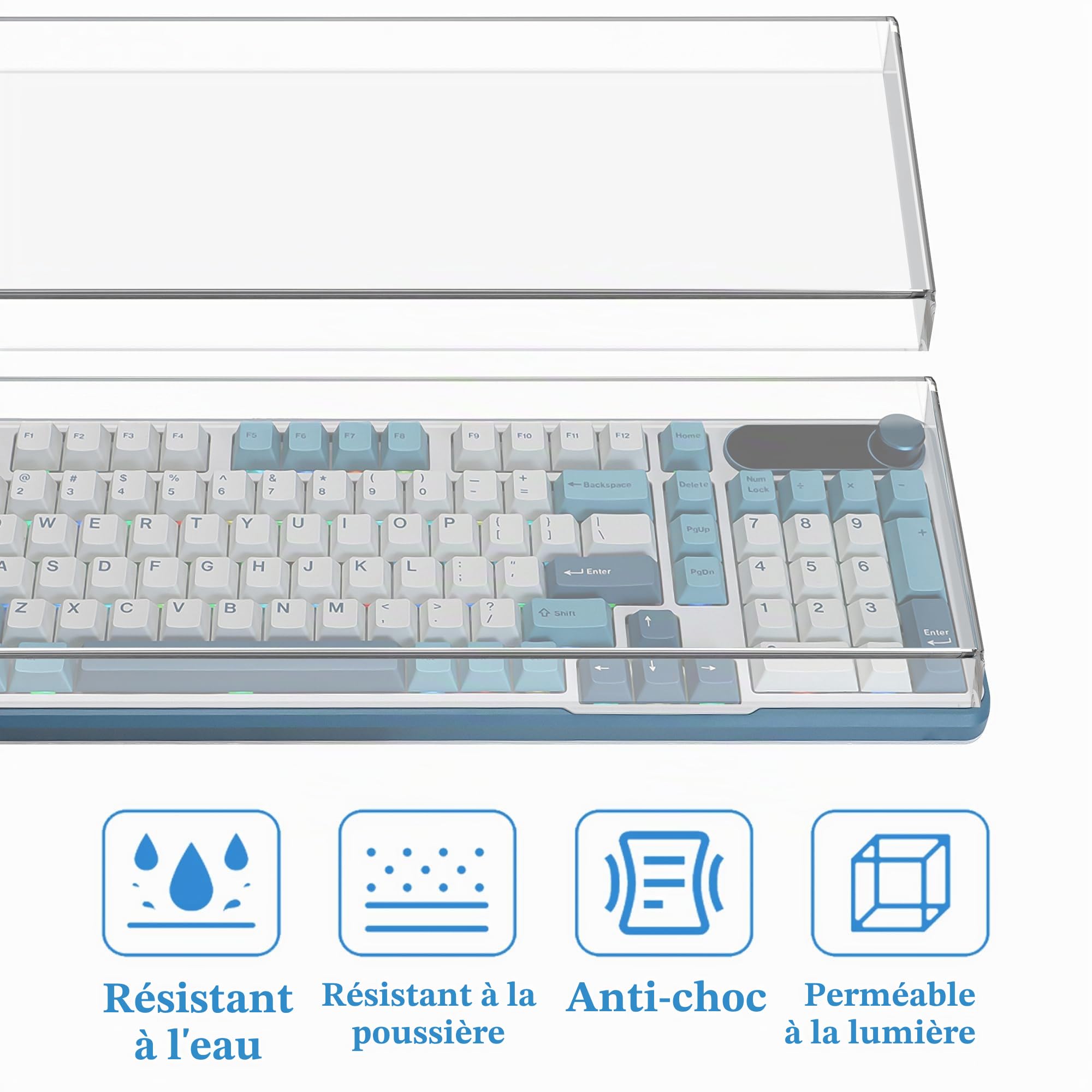 Geekria Protection de Clavier, capots de Touches en Acrylique Transparent pour Clavier mécanique, Compatible avec RK Royal KLUDGE S98, Aula F99 Pro, EPOMAKER Galaxy100, Keychron Q5 Pro / Q5 Max
