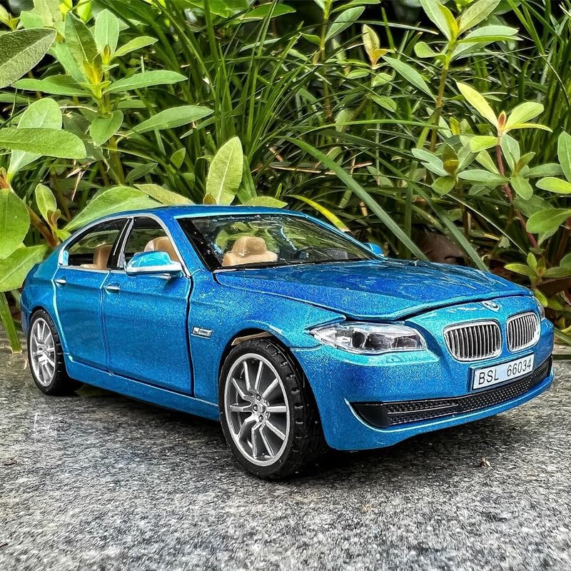 Image of Kids Model 1:32 BM 535I Die Cast Metal Car Pull Back Action Opening Doors with Realistic Engine Sound Lights Toy Car Gift for Boys - Blue