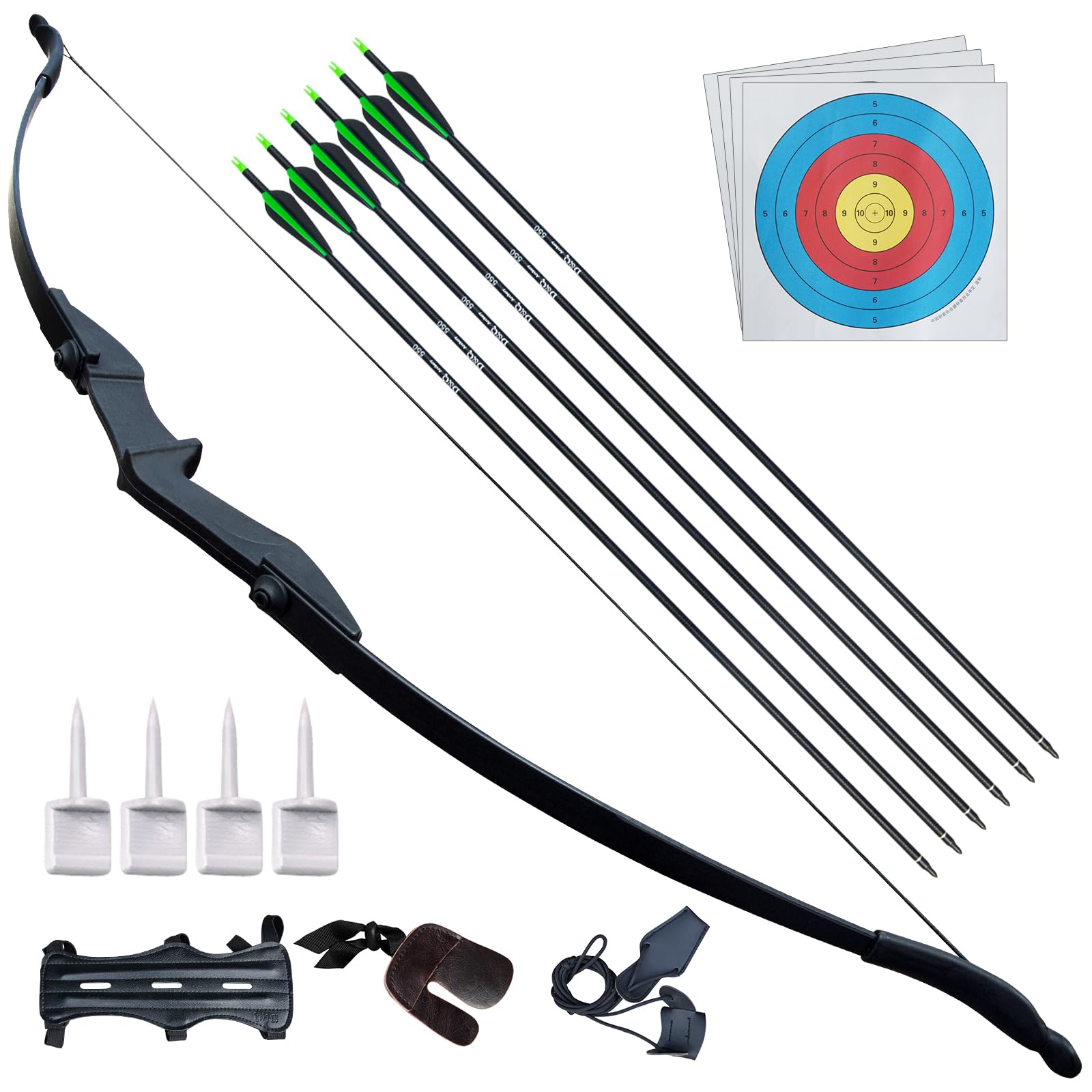 D&Q Archery Bow and Arrow Set for Adults Beginner Teenagers Youth, Takedown Recurve Bow 20lbs 30lbs 40lbs Left and Right Handed Bow, Recurve Bow Set for Outdoor Target Practice