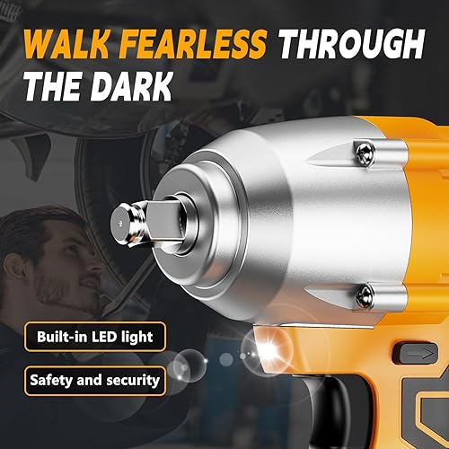 Miniatura 3 de VTEK Llave de impacto sin escobillas Llave de impacto inalámbrica de 1/2 pulgada, par máximo 700N.m pistola de impacto 515 ft-lbs para niveles de