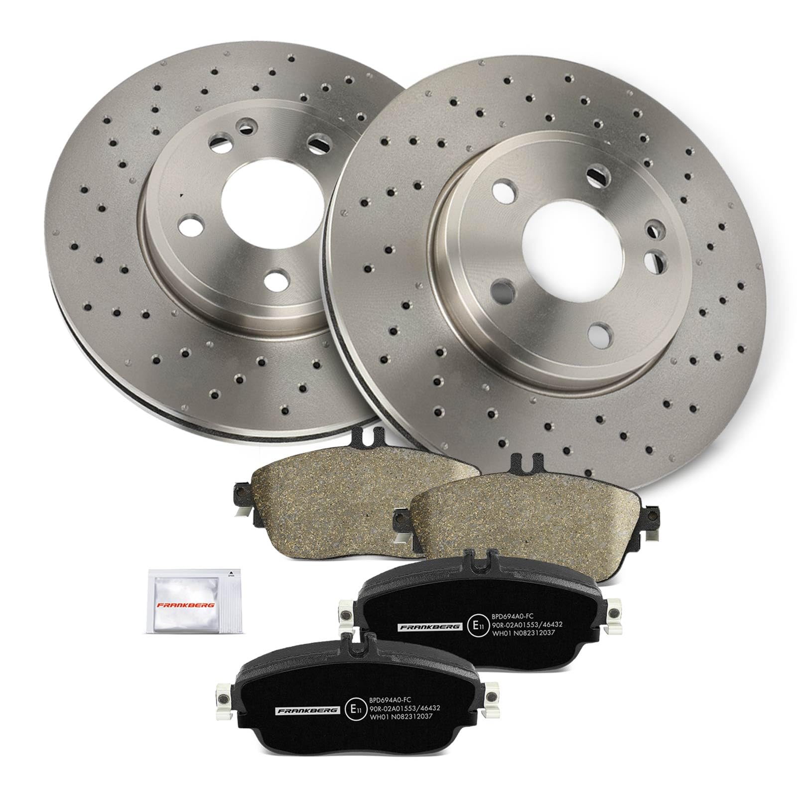Frankberg Set freni incl. 2x Dischi Freno + 4x Pastiglie dei Freni Anteriore Compatibile con B-Class W242 W246 GLClasse A X156 Classe A W176 Replace# 0084200620, 0064208520
