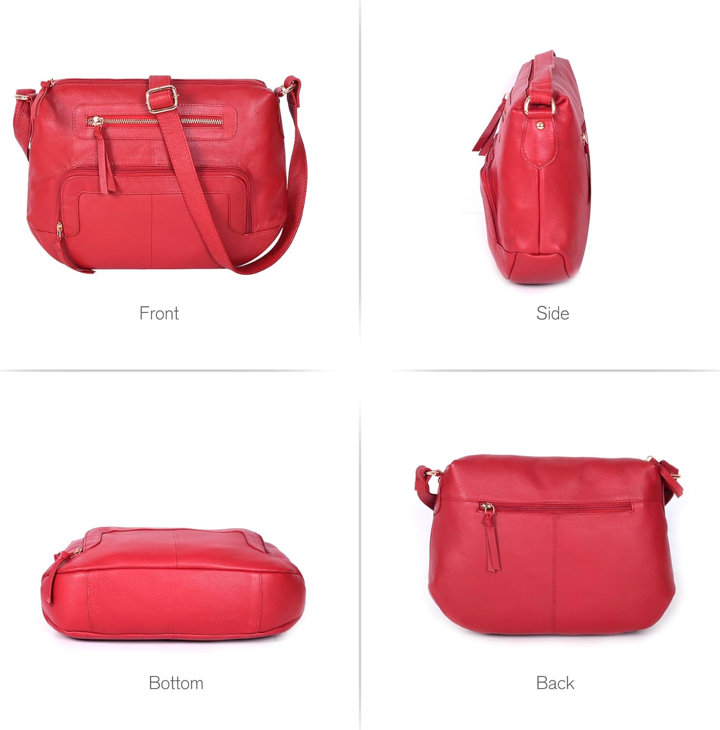 Oak Leathers Women's Crossbody Bag - Genuine Leather Crossover Shoulder Purse With Adjustable Sling Strap - Medium Size - Image 5