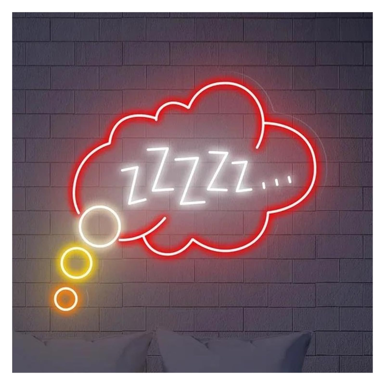 Shouxi F Sign Lamp Goodnight Sleeping Zzzz Neon Sign Usb Powered Dimmable Kid's Room Aesthetic Wall Window Mount Indoor Decor 38Cm