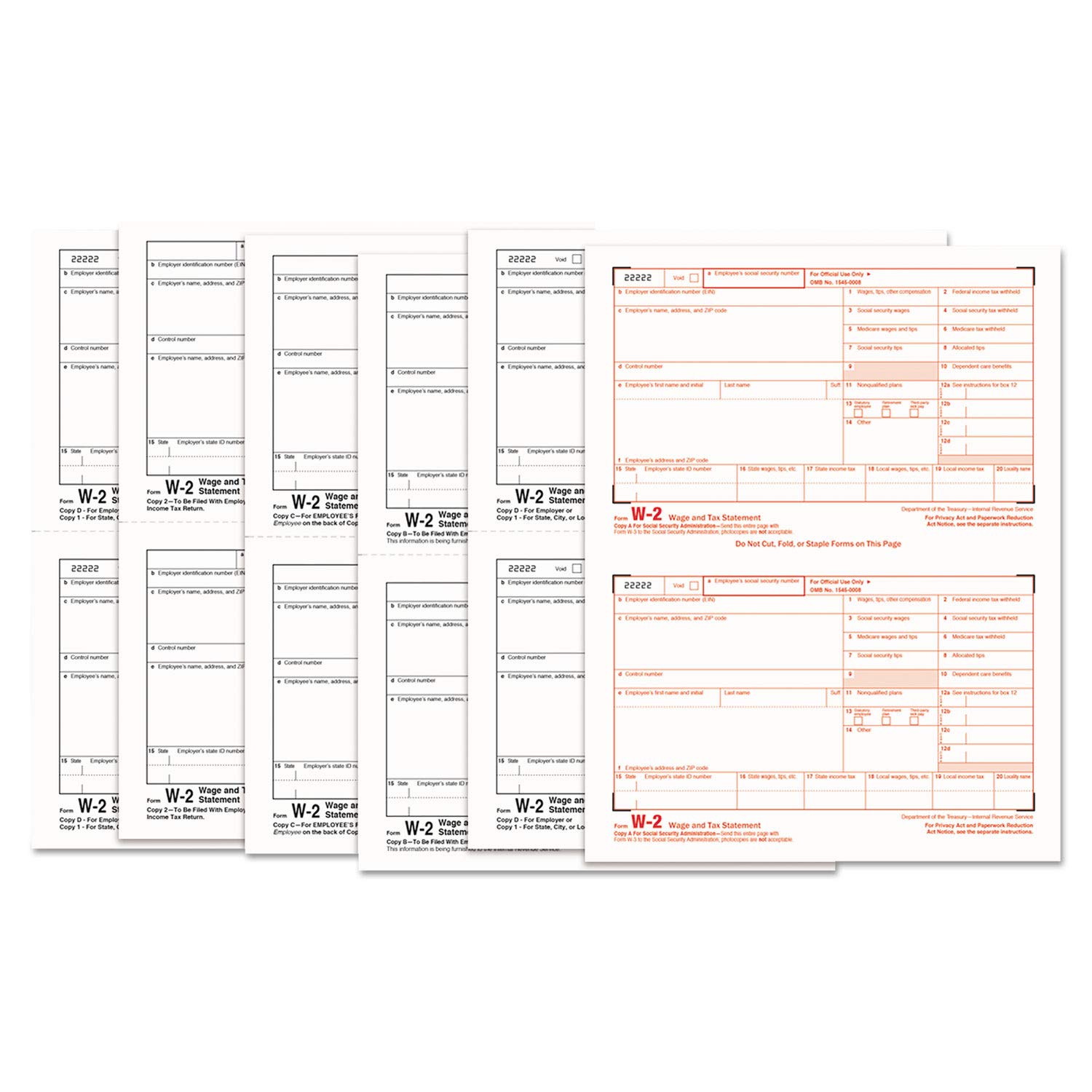 Tops - W-2 Tax Form Six-Part Carbonless 50 Forms "Product Category: Forms Recordkeeping & Reference Materials/Forms & Recordkeeping Systems"