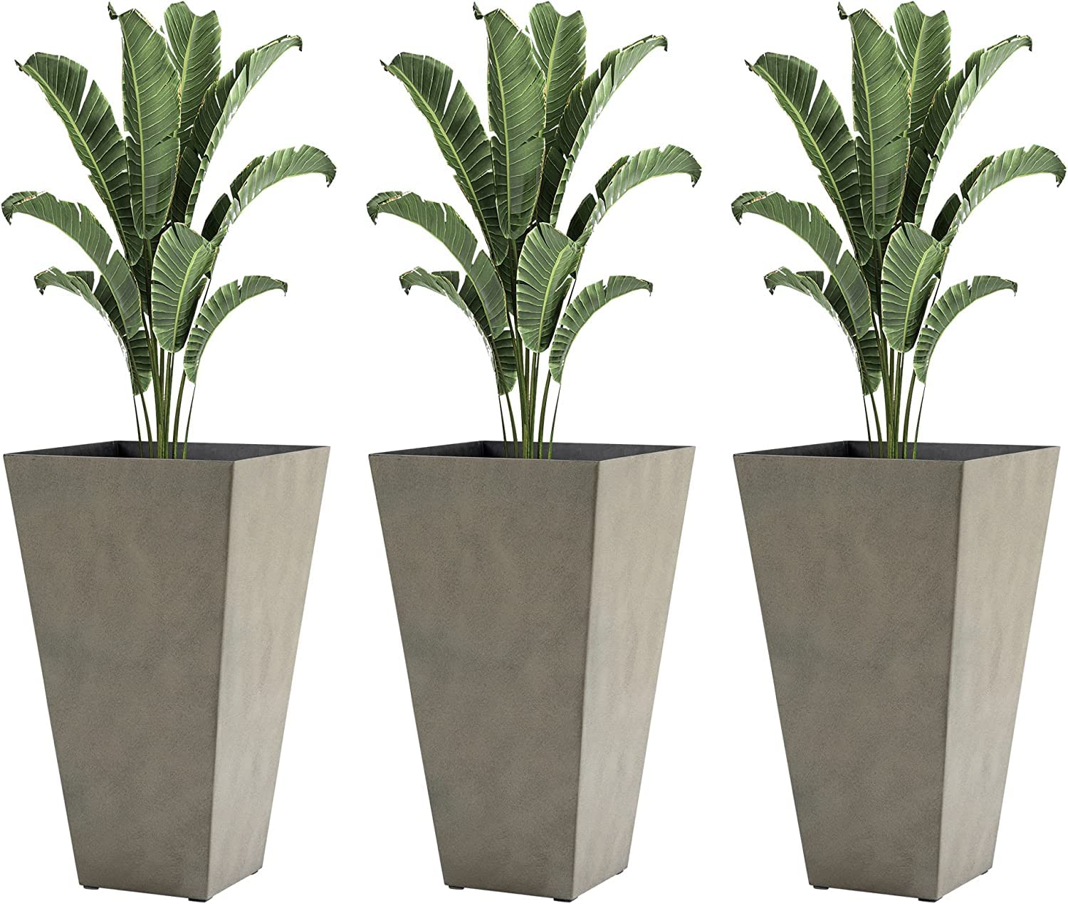 Lavish Craft Tall Metal Planters Pots 27 inches Tall, Decorative Rectangular Display for Balcony Galvanized Iron Large Metal Pots for Outdoor and Indoors, for Entry, Patio, Gray (3 Pcs) (B0C5BC39LK) Amazon Price History, Amazon Price Tracker
