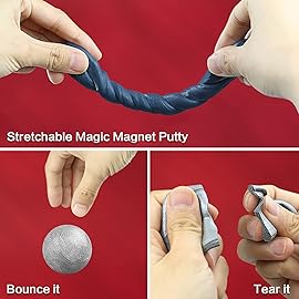 Arfun 2 Pack Magnetic Slime Putty, Soft Magic Slime Hand Therapy Putty Fidget Game Stress Relief Thinking Educational Toy with Upgraded Magnet Christmas Birthday Gifts for Kids Adults(Blue,Silver)