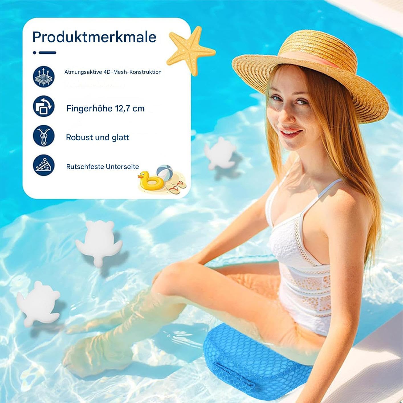 Seduta Spa per Vasca Idromassaggio Asciugatura Rapida, Affondamento Veloce | Sedile Rialzato per Vasca Idromassaggio per Adulti Per Piscina Interni Ed Esterni Campeggio Relax
