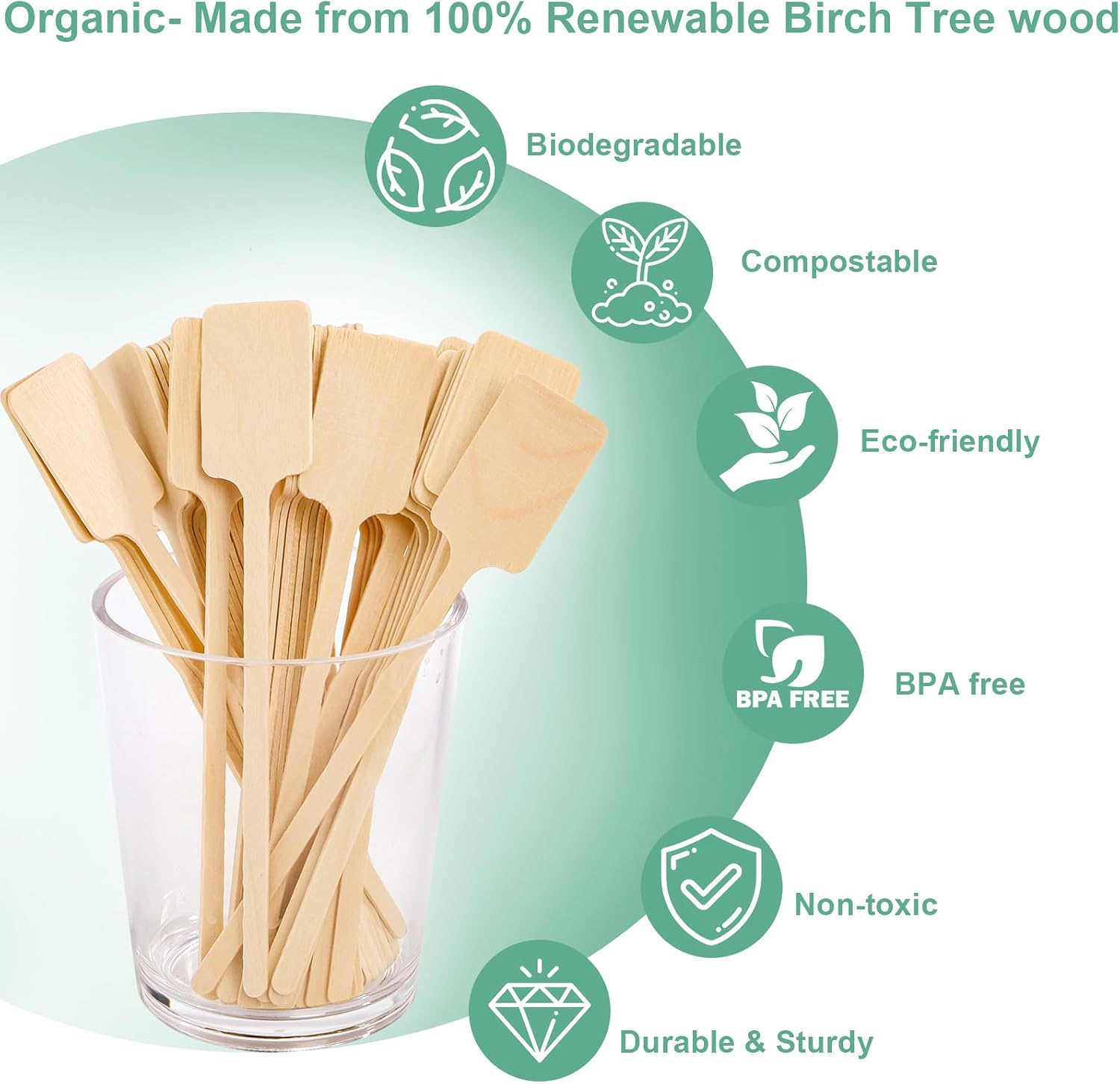 WUWEOT 400 Pcs Coffee Stirrers, 6.3 Inch Wood Coffee Stir Sticks, Disposable Kayak Paddle Shaped Stirring Sticks, Wooden Beverage Mixer for Cocktails Milk Tea Honey Hot Chocolate - Image 3