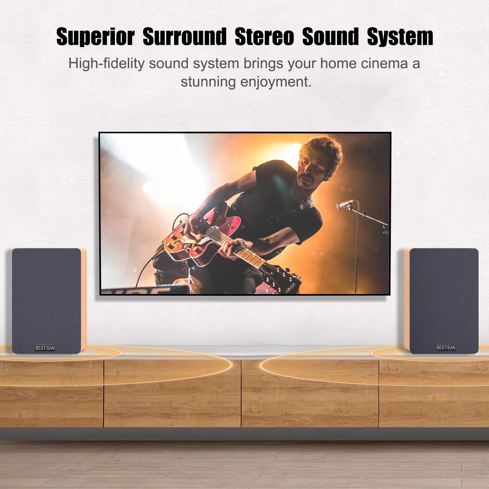 Bookshelf Speakers, BESTISAN 4inch Near Field Powered Bookshelf Speaker