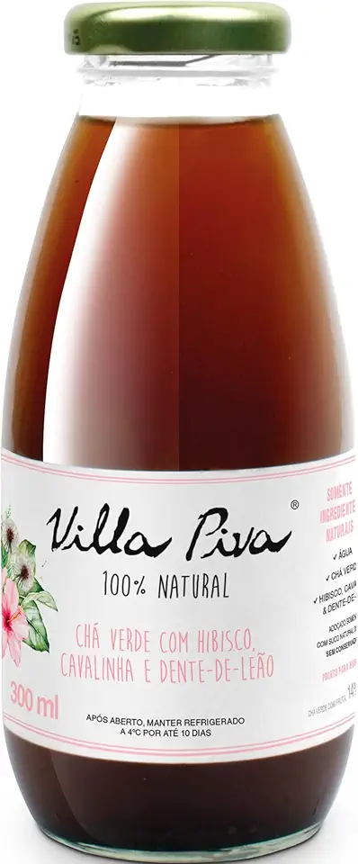 Villa Piva, Chá Pronto, Sabor Chá Verde Com Hibisco Dente De Leão e Cavalinha, 300ml