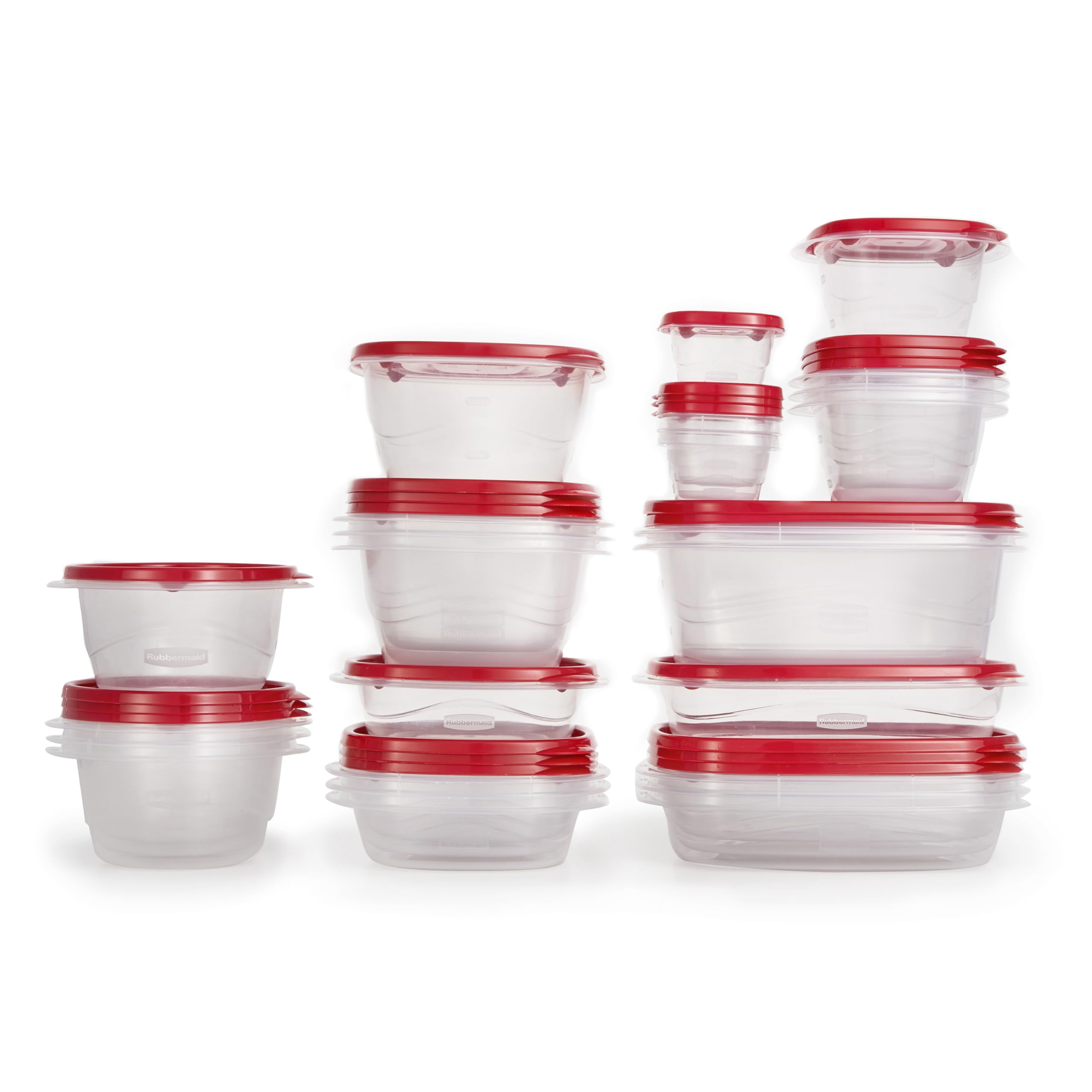 Rubbermaid TakeAlongs Food Storage Containers, 52 Piece Plastic Container Set, Dishwasher and Microwave Safe Meal Prep, Snack, and Lunch Container, BPA Free, Ruby Red