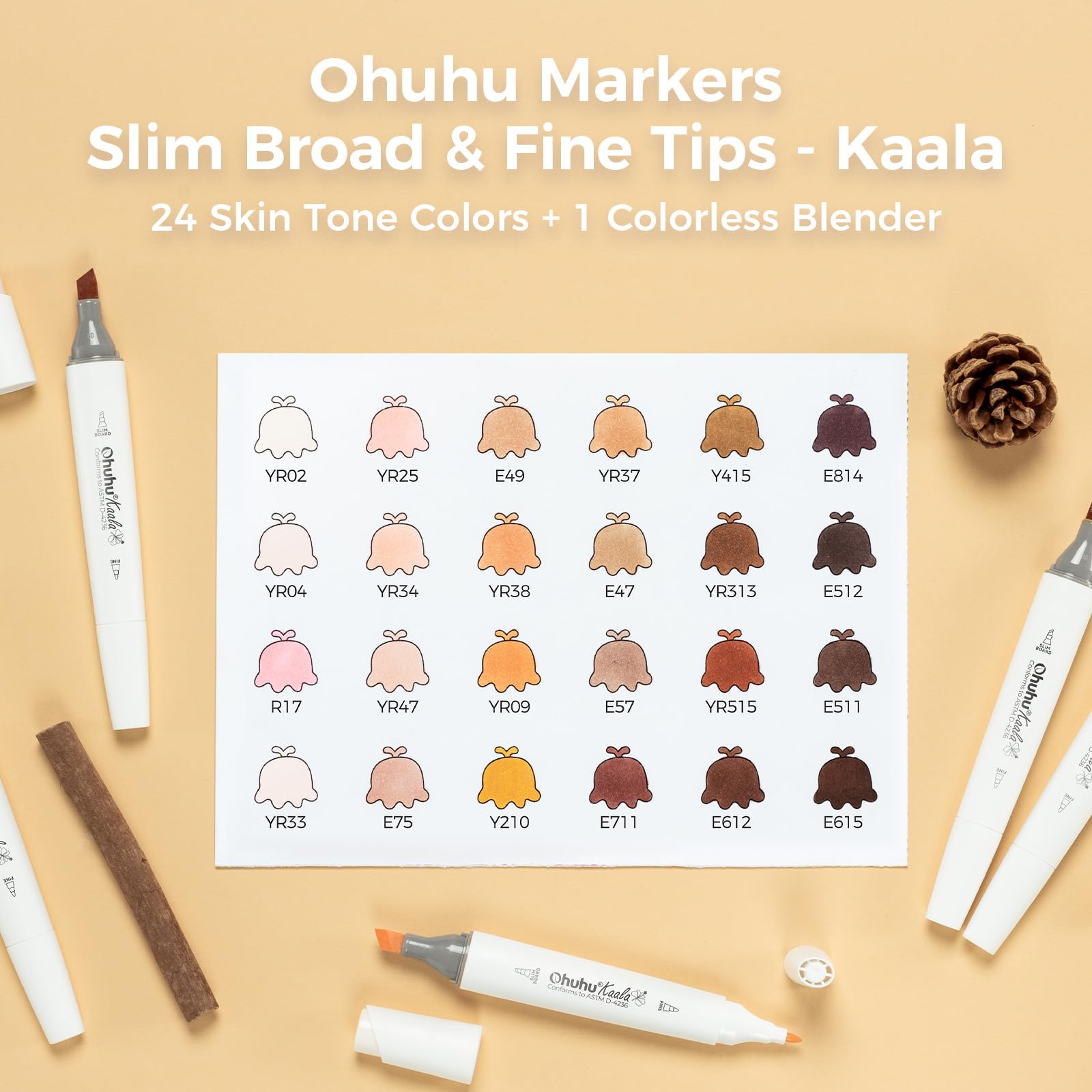 snapklik-ohuhu-alcohol-markers-skin-tone-marker-slim-broad-and