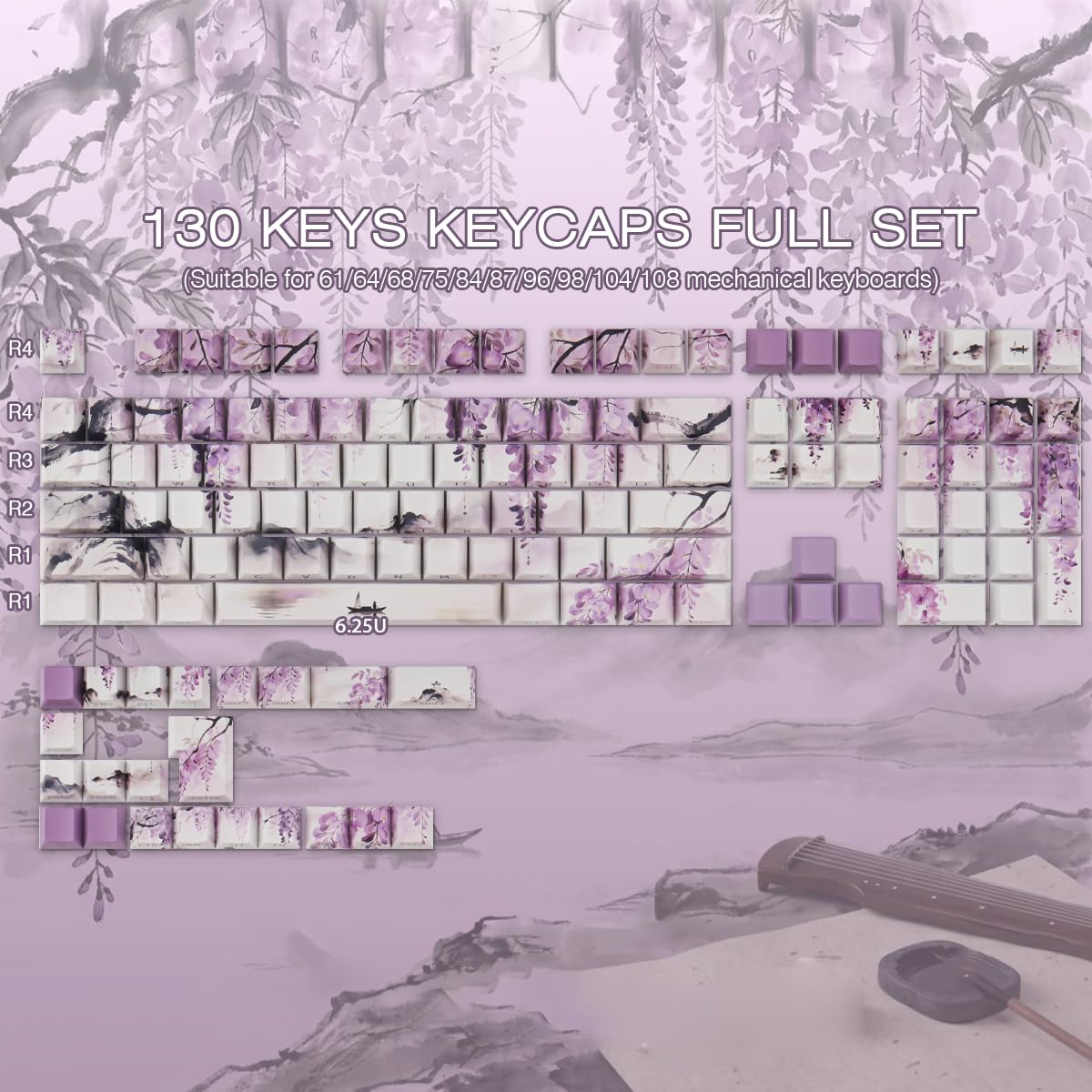Tsungup Keycaps viola di glicine giapponese - Tasti personalizzati PBT