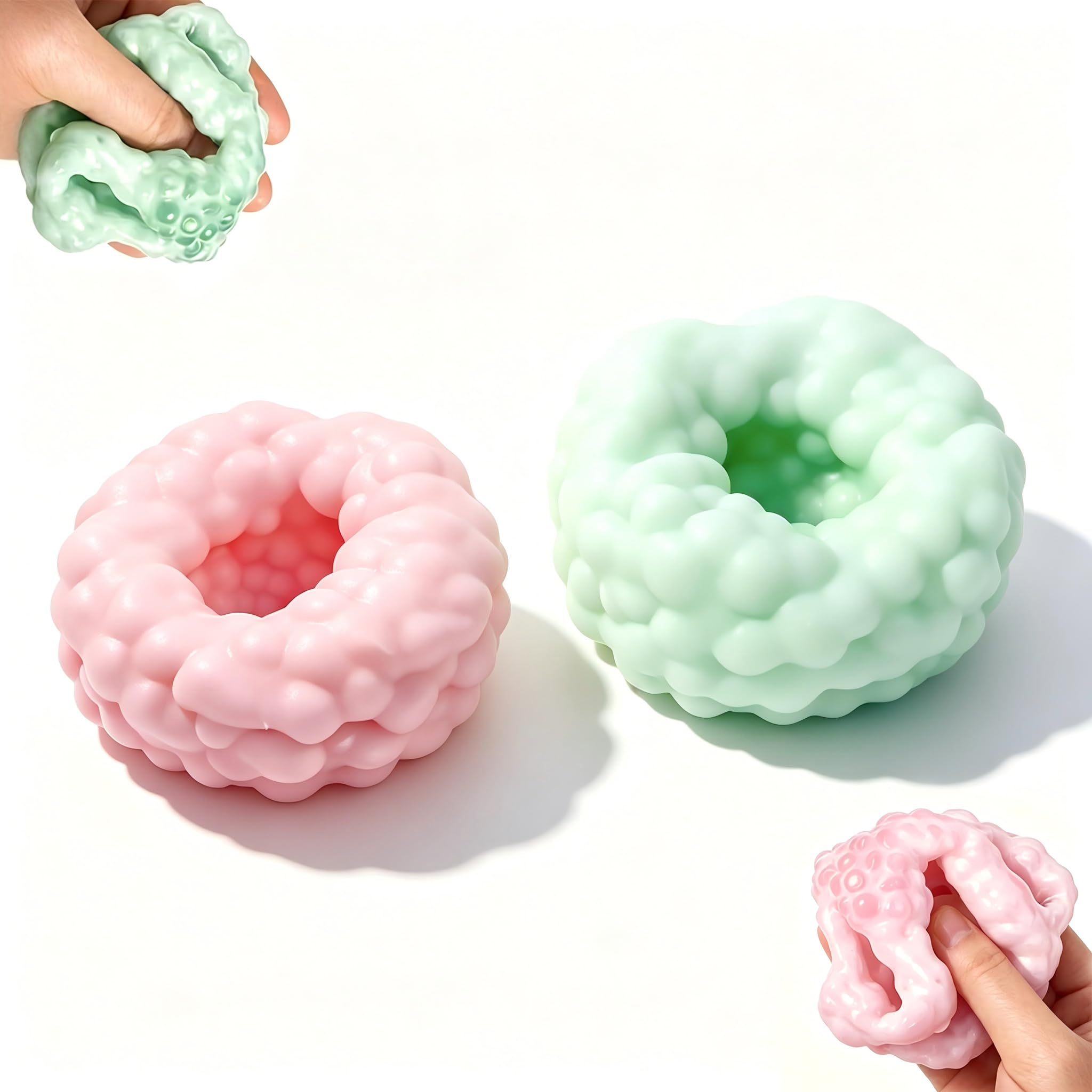 2 PCS Crunchy Squishy Balls, Sturdy bead-filled material, long-lasting slow rebound for stress release, Crunchy Squishy hand toys for indoor, outdoor and daily leisure time(Green & Red)