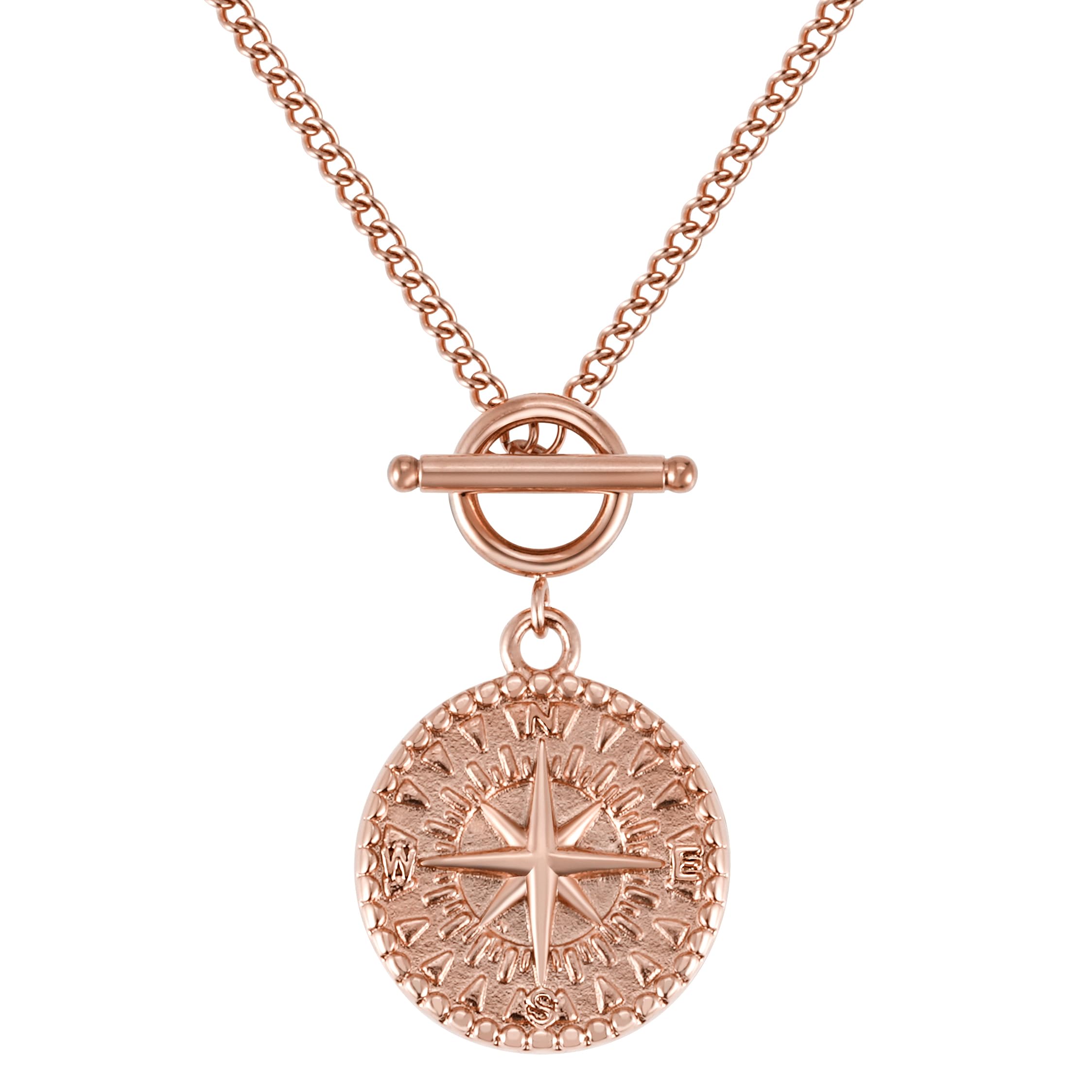 BONNYBIRD® Wasserfeste Edelstahl Kompass Kette Damen in Silber, Gold & Roségold, Premium Halskette Damen mit Kompass Anhänger, 100% Wasserfest & Hautverträglich BonnyCompass