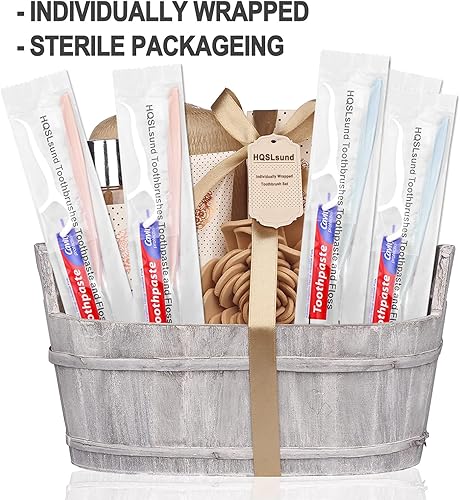 Miniatura 6 de 30 cepillos de dientes desechables con hilo dental envueltos individualmente, cepillo de dientes desechable de 2 colores, pasta de dientes de 0.35