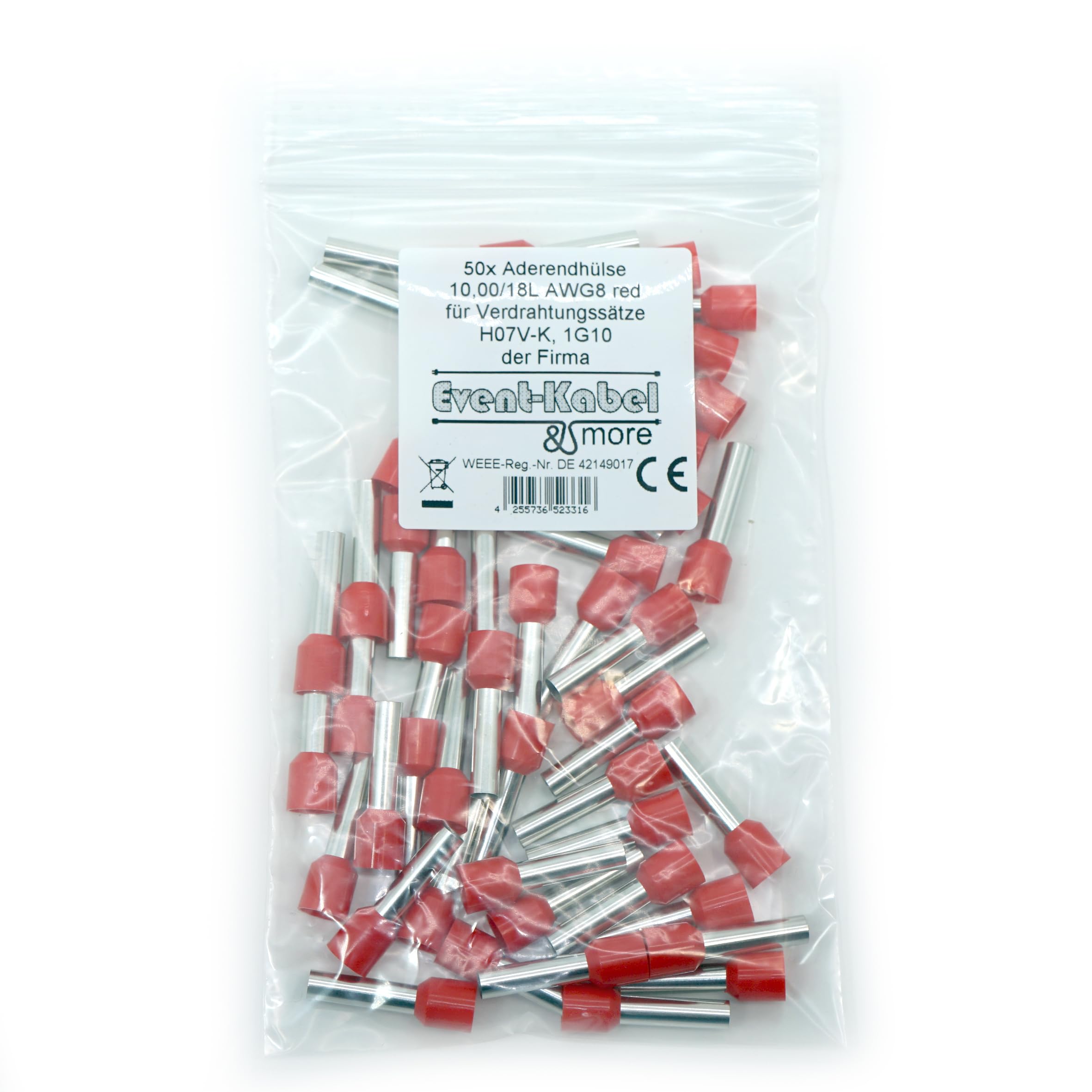 Event-Kabel&more-Set Verdrahtungssatz 15m schwarz, 5m blau, 5m grün/gelb Aderleitung flexibel H07V-K 10 mm² inkl. Aderendhülsen 10mm2 für Zählerschrank Verteilung (Set 15m/5m/5m 50AEH)