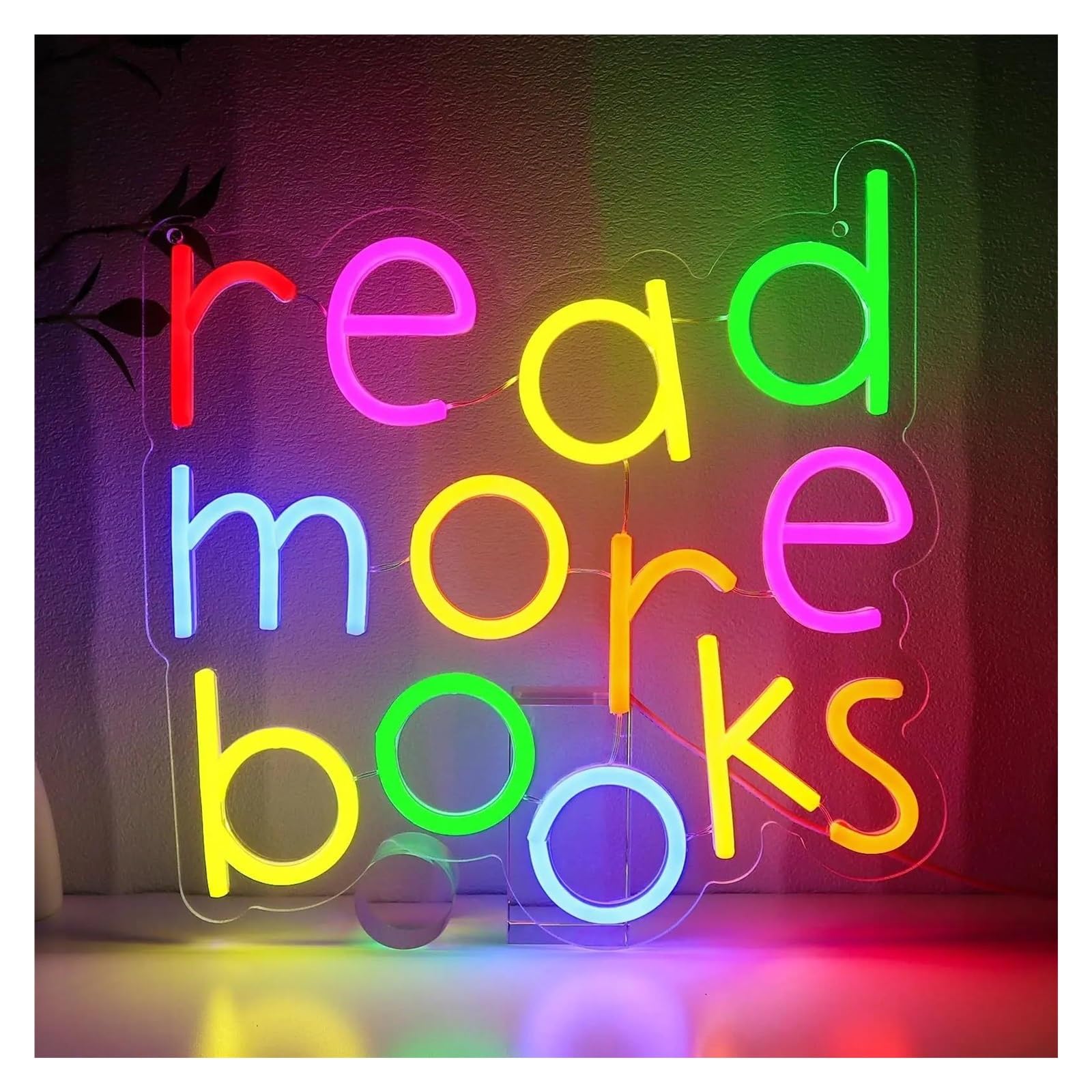 LEMST Sign Lamp Read More Books Neon Sign,Suitable for Study, Bookstore and Educational Scene Decoration 42x42cm