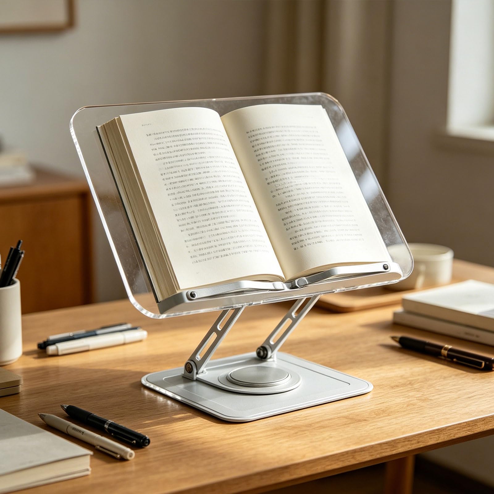 Supporto per libri con rotazione a 360 gradi Supporto per libri per lettura Base regolabile in altezza Libri di ricette Regalo Lettura Laptop Fold