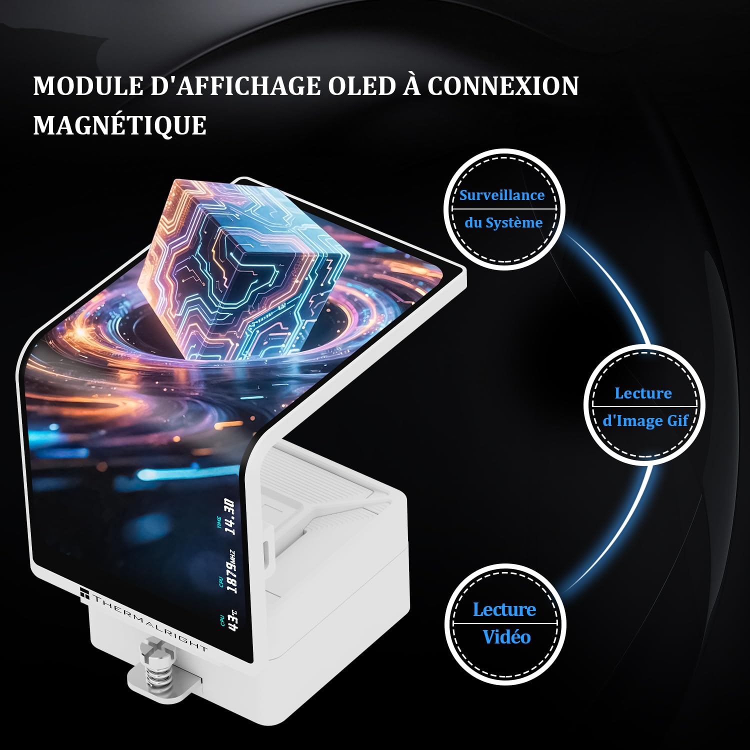 Thermalright Levita Vision 360 ARGB blanco Aio CPU refrigerador líquido,para AM5/Intel LGA1851/1700, pantalla curva 3D de 6,67 pulgadas con resoluciones 2400x1080,pantalla magnética,soporte de video