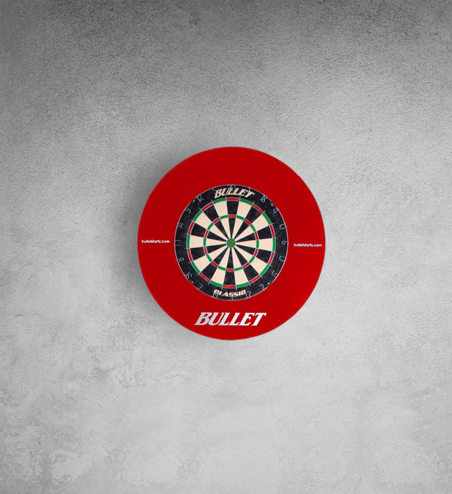 BULLET-Darts Sisal Dartscheibe Steeldart Turnierset - Inklusive 6X Steel Dartpfeile - Eva Surround Ring/Schutzring - Wurflinie/Oche - Komplettes Set inkl. Dart Zubehör - Für Profi und Hobby Darter