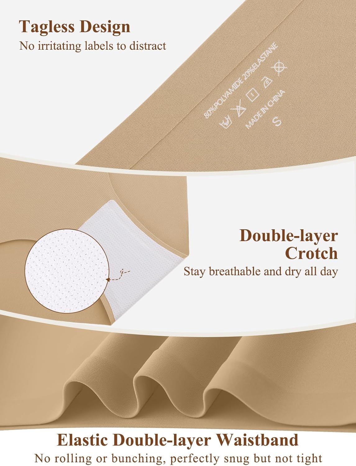 Women's Seamless Underwear High Waisted Tummy Control No Show Panties Full Coverage Stretch Briefs 4 Pack - Image 4