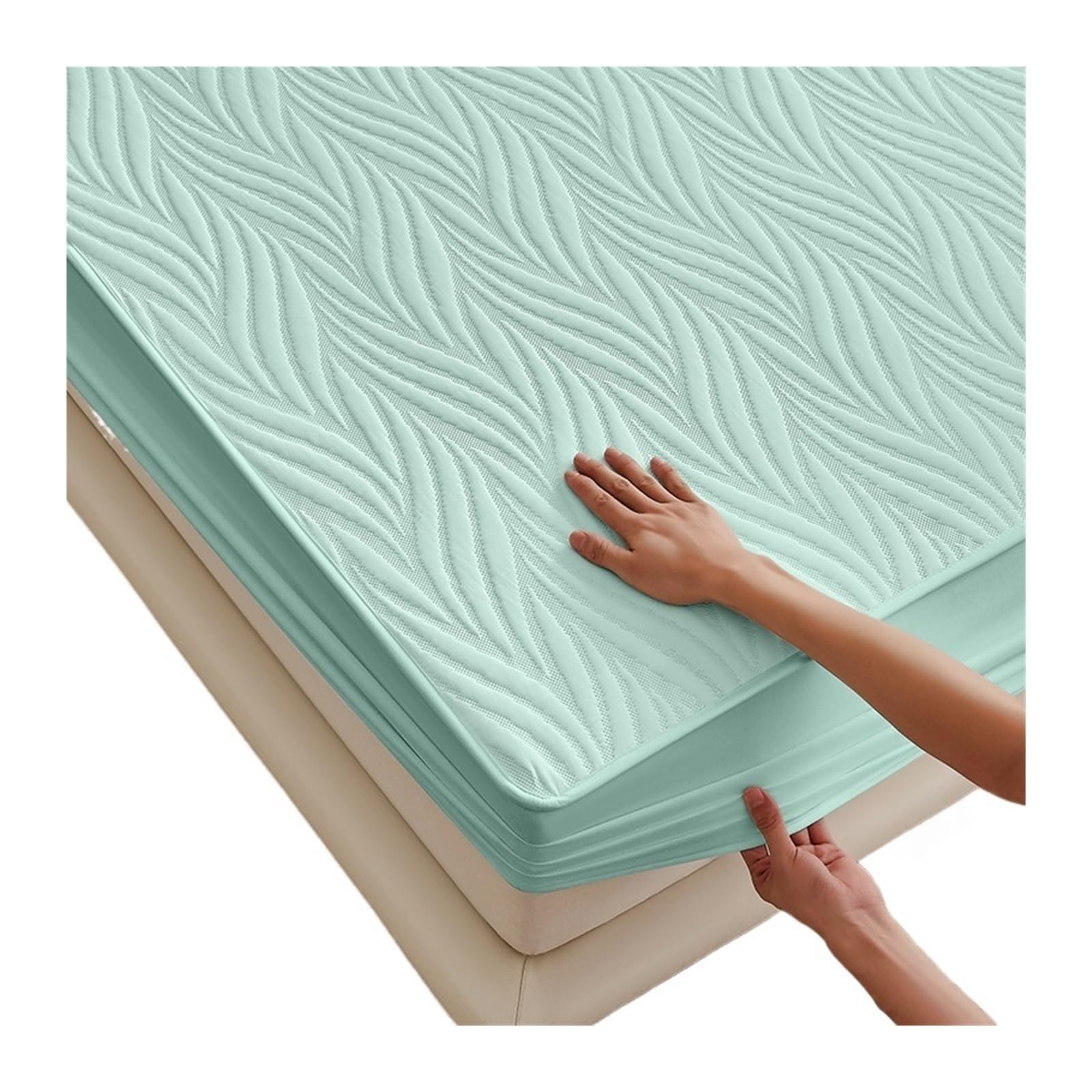 Funda De Colchón Impermeable Y Gruesa, Transpirable, Duradera Agradable For La Piel(Green,Full 54X75in)