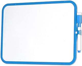 FDD4U A4 Mini Whiteboard - Whiteboard & Pen Set - Dry Erase, Double Sided, Plastic Frame Small Whiteboard - A4 Whiteboard for Kids, Students, Parents, Teachers & More - Includes Whiteboard Pen - Blue