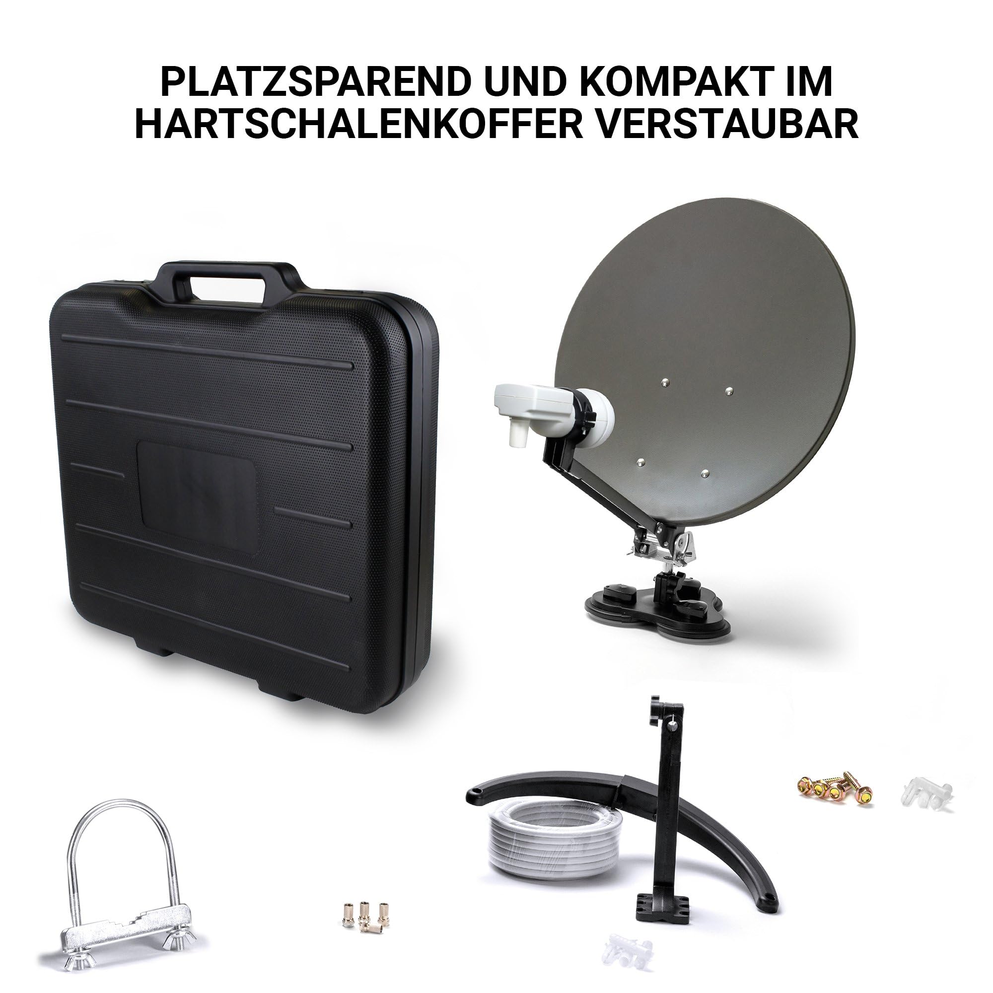 XORO MCA 38 HD Camping Satellitenantenne 38,5 cm Set mit LNB Satfinder