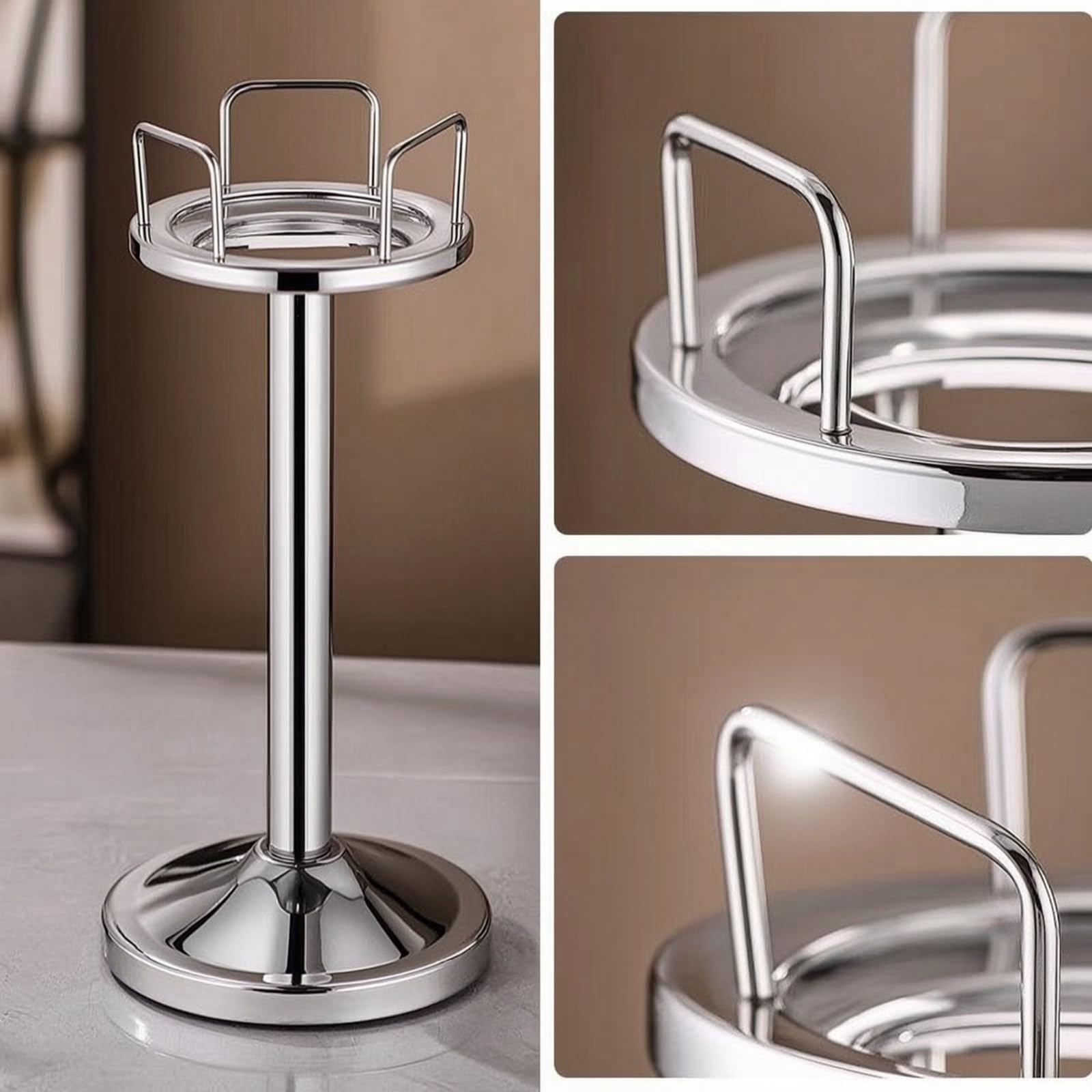 predolo Soporte Acero Inoxidable con Base Vertical Cubo Hielo con Soporte Estable Cubitera para Comedor , Plateado , Modelo Alto