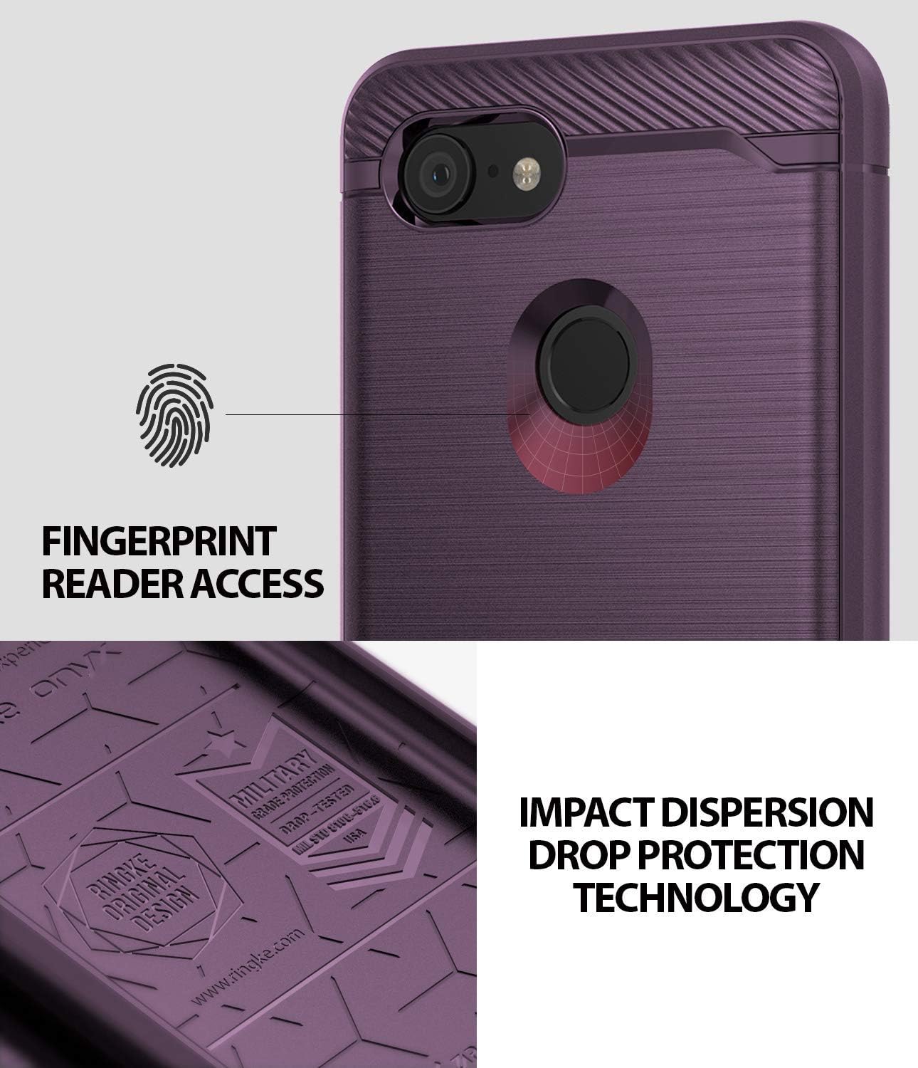 Ringke Onyx Compatible with Pixel 3 XL Case Extreme Tough Compatible Rugged Flexible Protection Durable Anti-Slip TPU Heavy Impact Shock Absorbent Case for Google Pixel 3 XL - Lilac Purple
