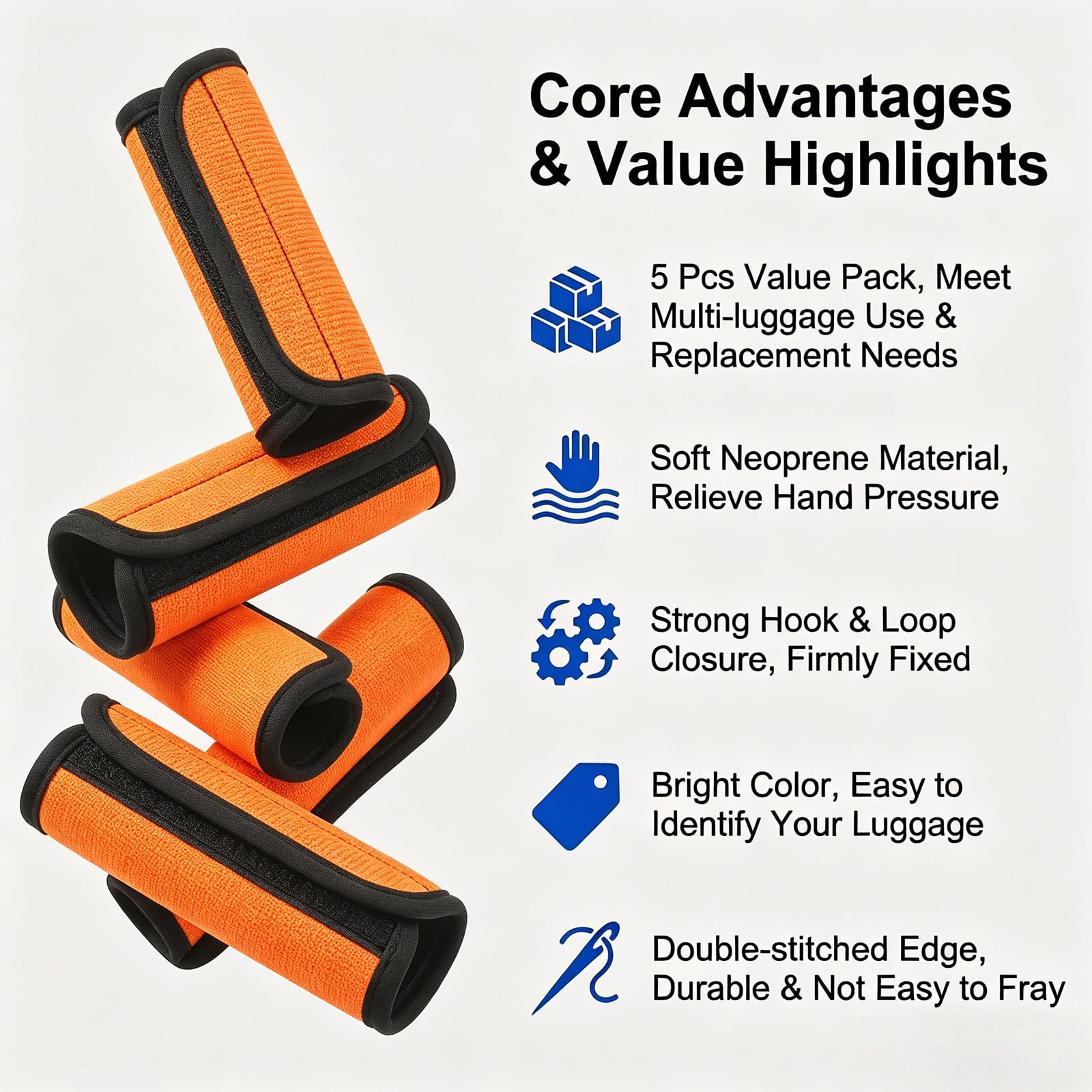 5 Pezzi Arancio Neoprene Bagaglio Maniglia Custodie Morbida Valigia Maniglia Maniglia Copertura Bagagli Pendente Ident Ifika Cancelli Accessori Da Viaggio per Valigia Borsa