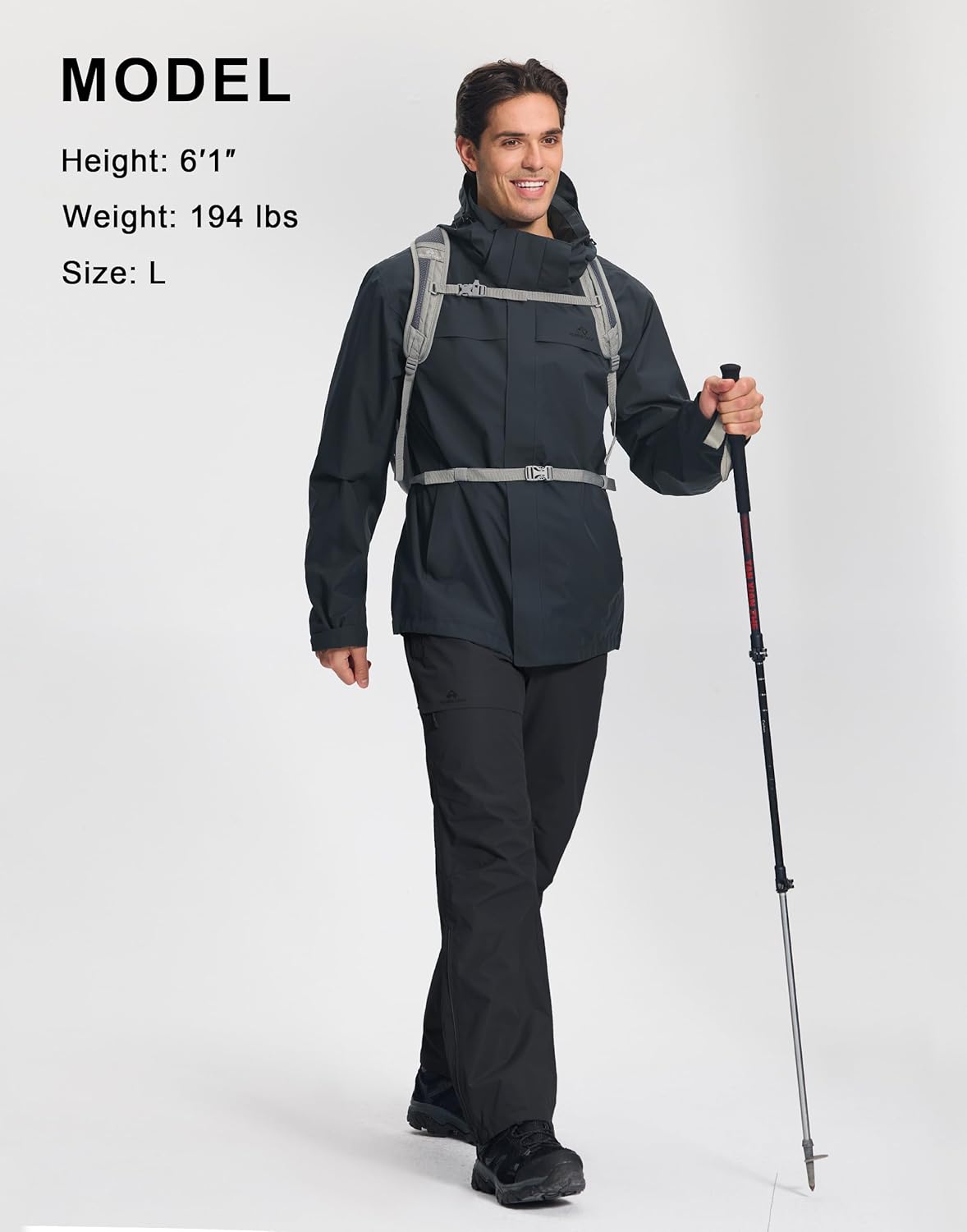 Pioneer Camp Men's Waterproof Rain Jacket Lightweight Hooded Shell Coat for Hiking & Outdoor with 3 Pockets Windbreaker