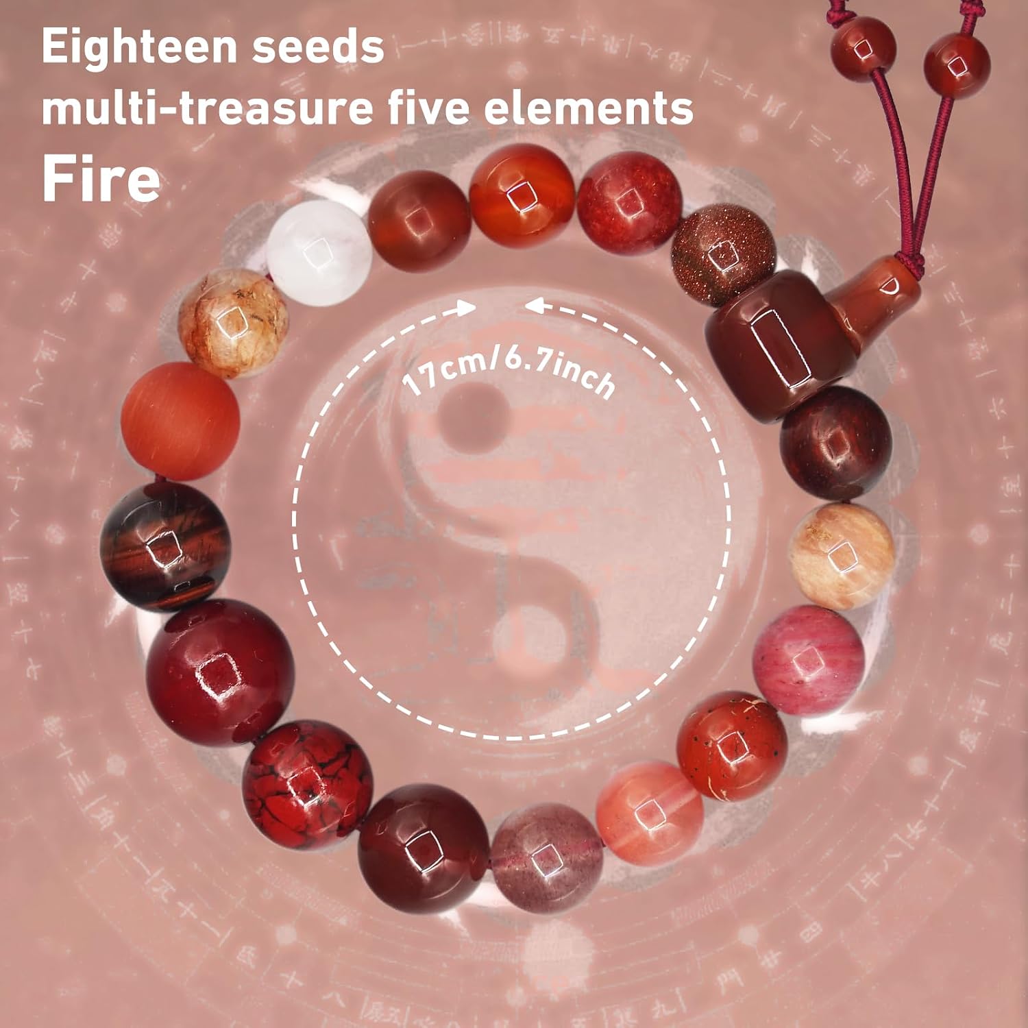 Five Elements Balance Feng Shui Bracelet – Energy Cycle Jewelry for Men Women – Original Crystal Design for Good Luck, Abundance, Protection & Harmony