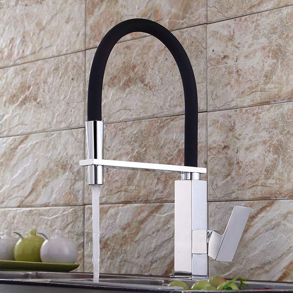 ZYCHSJXA Kitchen Faucets Black Bronze Tap Sink Crane Deck Mount Pull Down Sprayer Nozzle Torneira De Cozinha Mixer Water Taps,Chrome