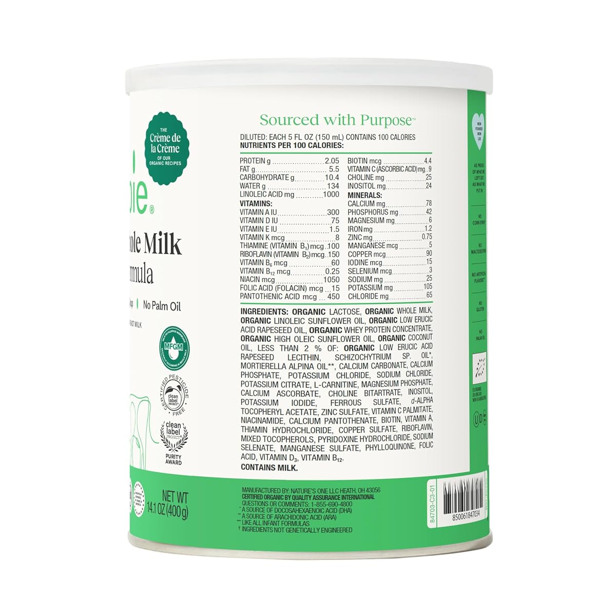Bobbie,Organic Formula Whole Milk, 14.1 Ounce image 1