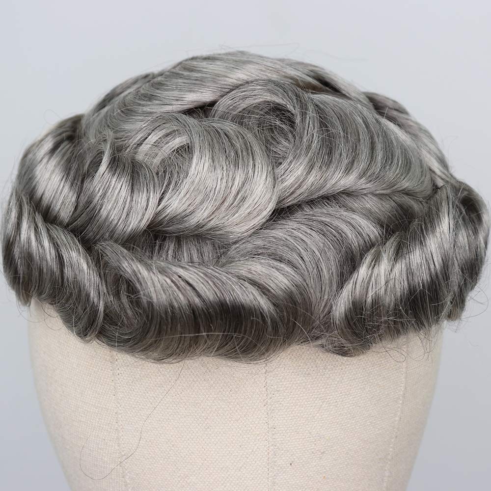 Perücken Mixed Grau Menschliches Haar Toupet für Männer brasilianische Remy Menschenhaar