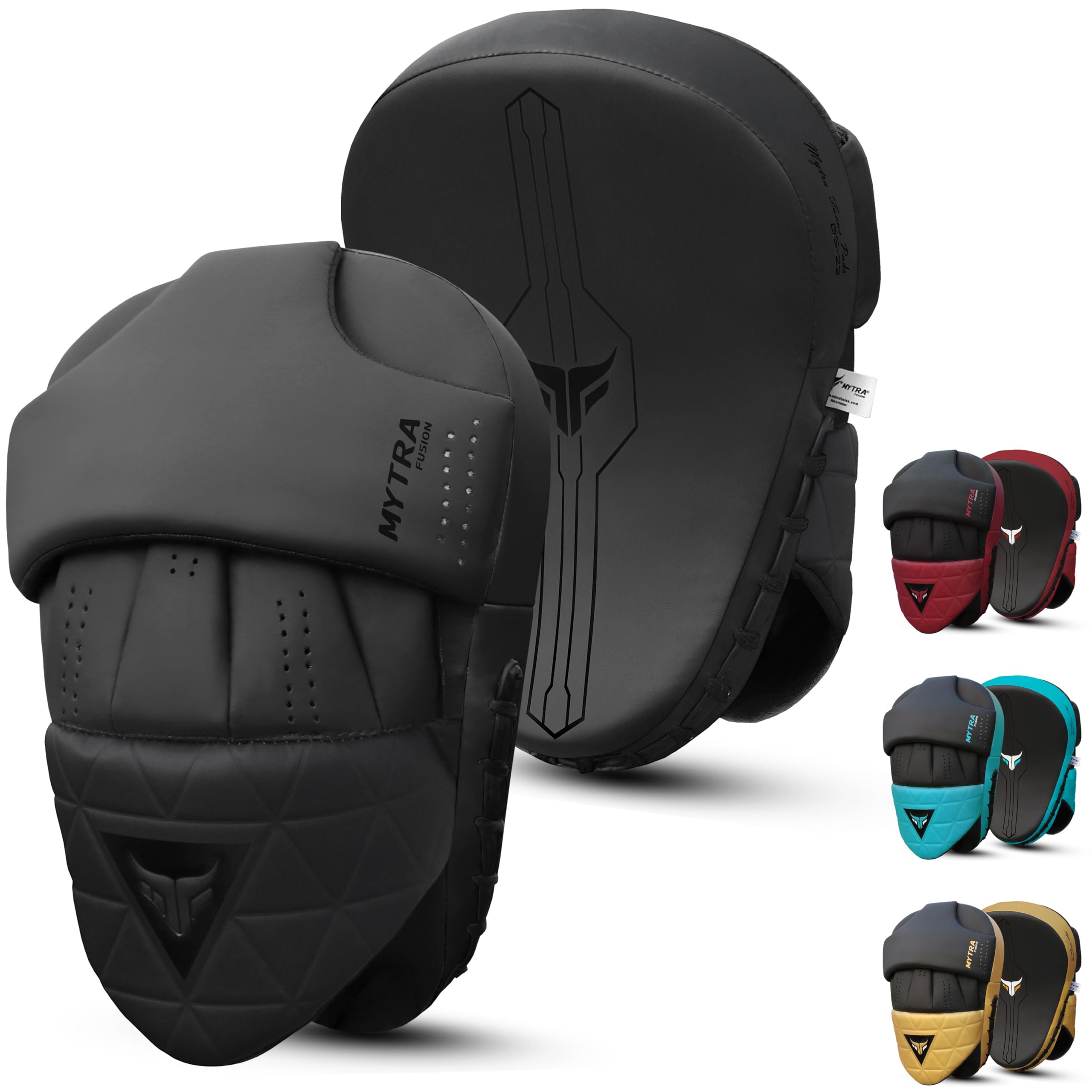 Mytra Fusion Manoplas Boxeo Curvo Pads de Kickboxing MMA, Muay Thai, Artes Marciales, Puñetazos, Entrenamiento de Karate Manoplas de Boxeo