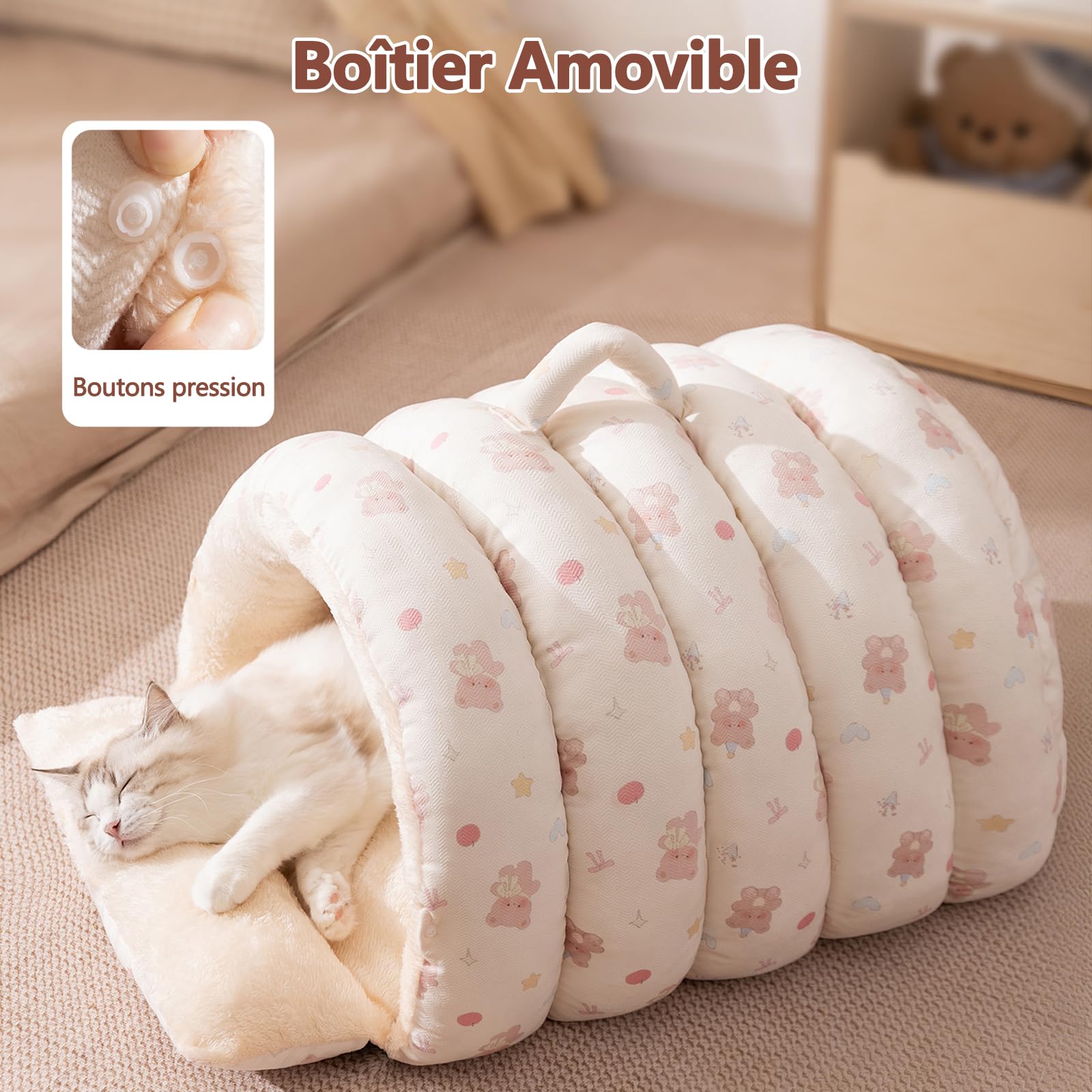 Galatée Niche pour Chat, Panier Chaud pour Chien avec Fond Antidérapant, Jolie Niche pour Chat, Tente Douillette pour Chaton, Panier Ultra Doux Et Apaisant pour Animaux De Compagnie(XL, Marron)