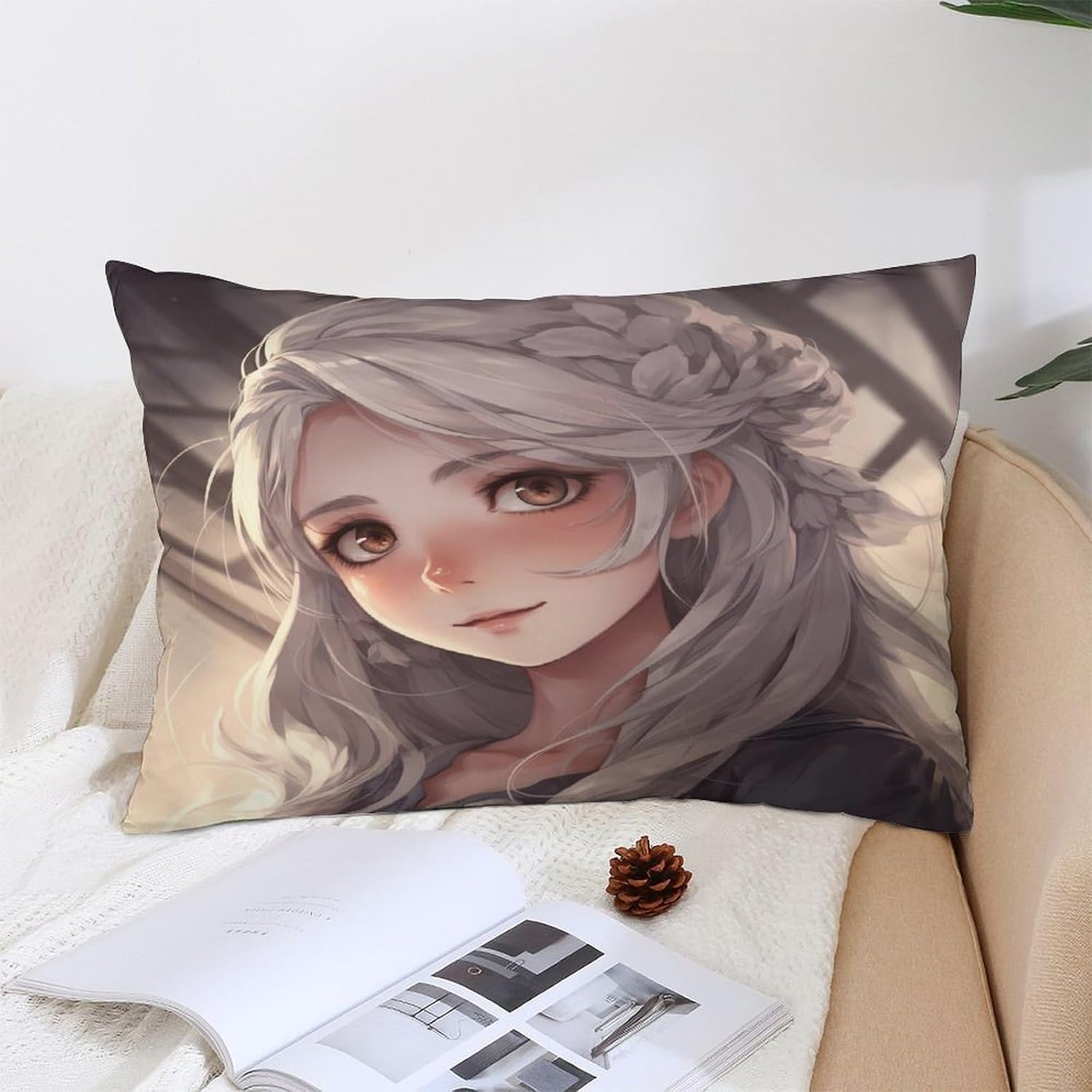 Hair Anime Women Decorative Sofa Throw Pillow Covers image 5