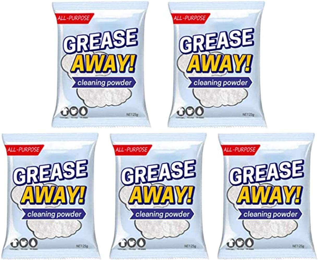 Grease Away Powder Cleaner,Multifunctional Cleaning Powder,Home Kitchen Sink Detergent,Multi-Purpose Stain Removal Kitchen Grease Cleaner,Oven Cookware Cleaner (5PCS)