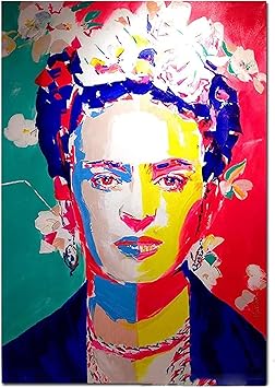 Amazon Co Jp キャンバスの写真メキシコの女性画家ポートレート絵画ポップアートカラフルな落書きリアリズム家の壁の装飾のための写真x30cmフレームなし ホーム キッチン