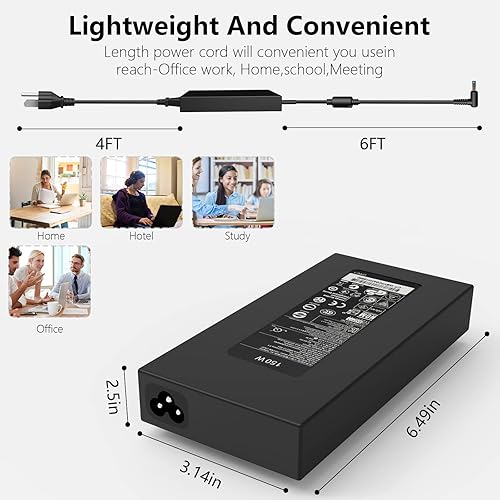 Miniatura 4 de Cargador adaptador de CA de 150 W compatible con HP ZBook 15 16 17 G3 G4 G5 G6 G7 ZBook Studio15 OMEN x by 15 17 ADP-150XB B 776620-001 917677-003