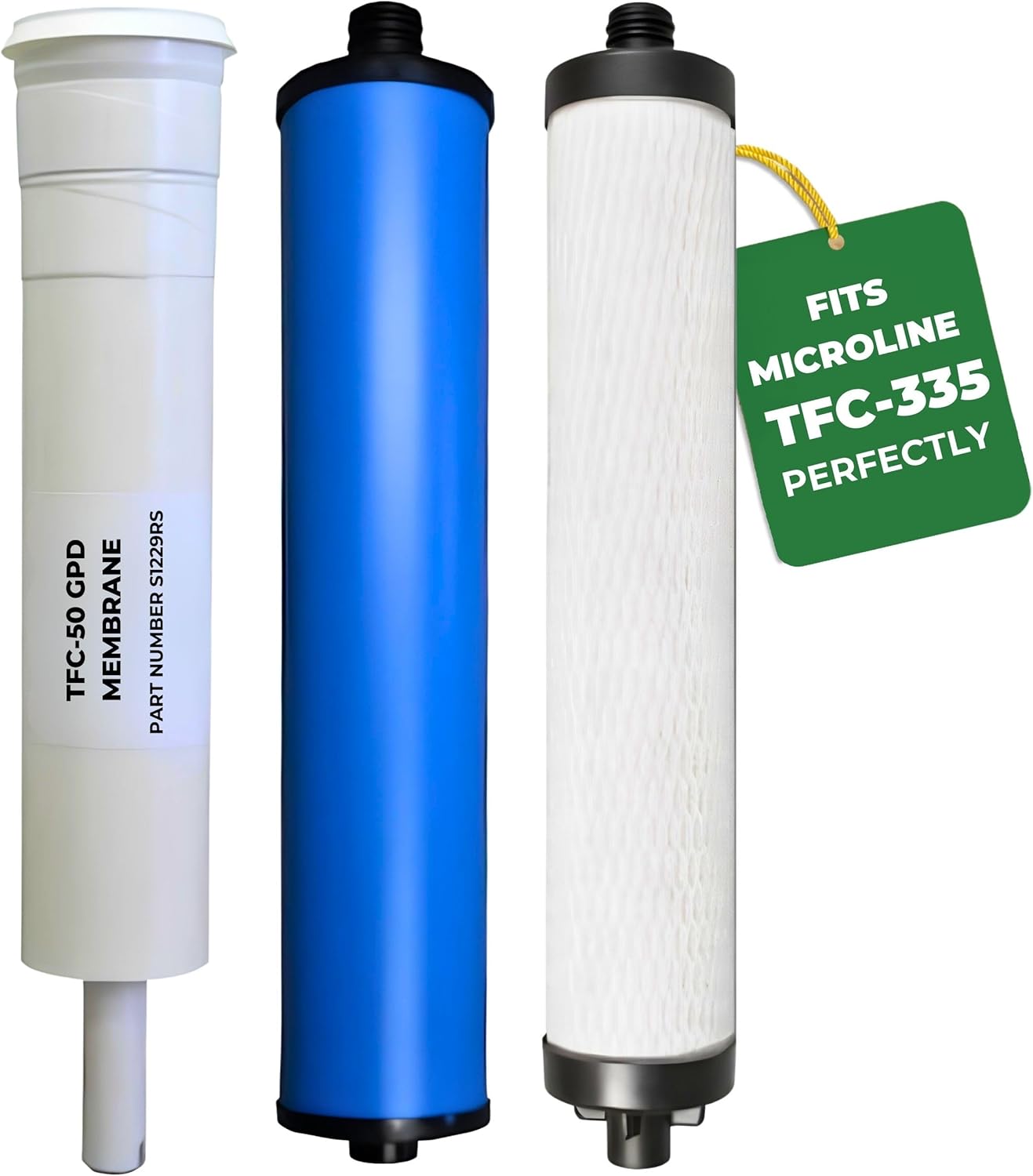 (TFC-335) Reverse Osmosis Water Filter Replacement Kit - Sediment, Carbon Cartridge, Inline GAC Post Filter Membrane