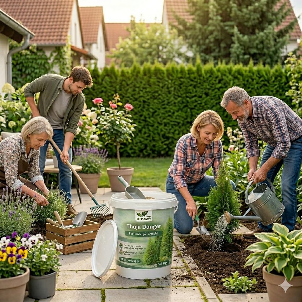 Thuja Dünger 10kg Eimer Koniferendünger - Lebensbaum Spezialdünger für Thuja Smaragd, Thuja Brabant und Thuja Edel - Heckendünger für dichte, kräftige und sattgrüne Hecken - für Garten, Zierpflanzen