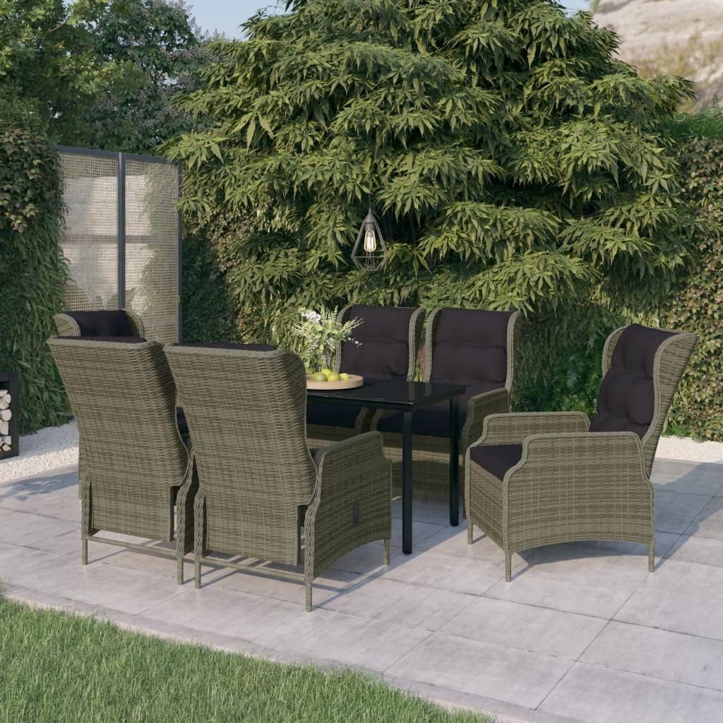 7 Piece Patio Dining Set,Outdoor Table Chairs,Patio Chairs,Outdoor Furniture,Conversation Furniture,Rattan furniturePerfect for Patio, Garden, Porch,Family Room,Sitting Area, Brown