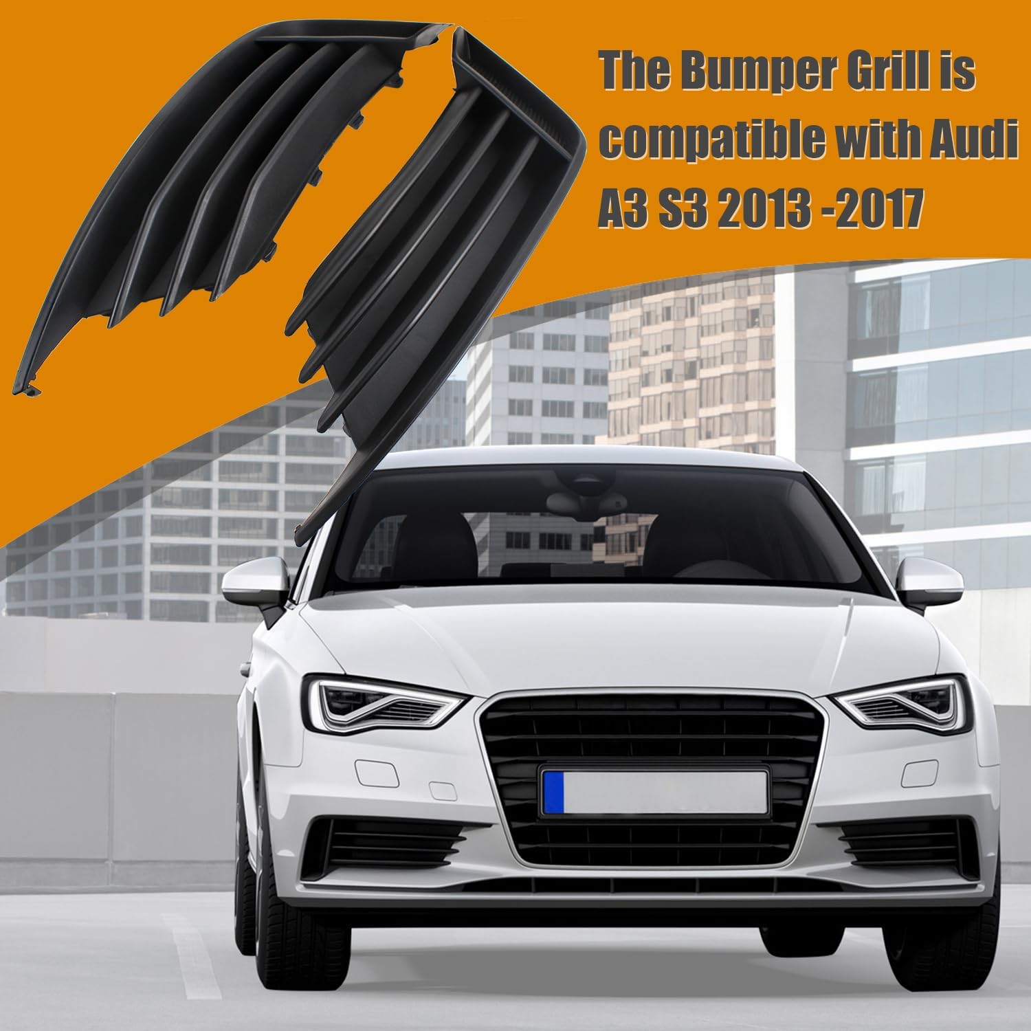 COOL STAR Bumper Grilles Fog Light Grilles Lower Front Left and Right Side Compatible With Audi A3 S3 2013 2014 2015 2016 2017 Replaces 8V5807682 8V5807681 8V58076829B9 8V58076819B9 - Image 5